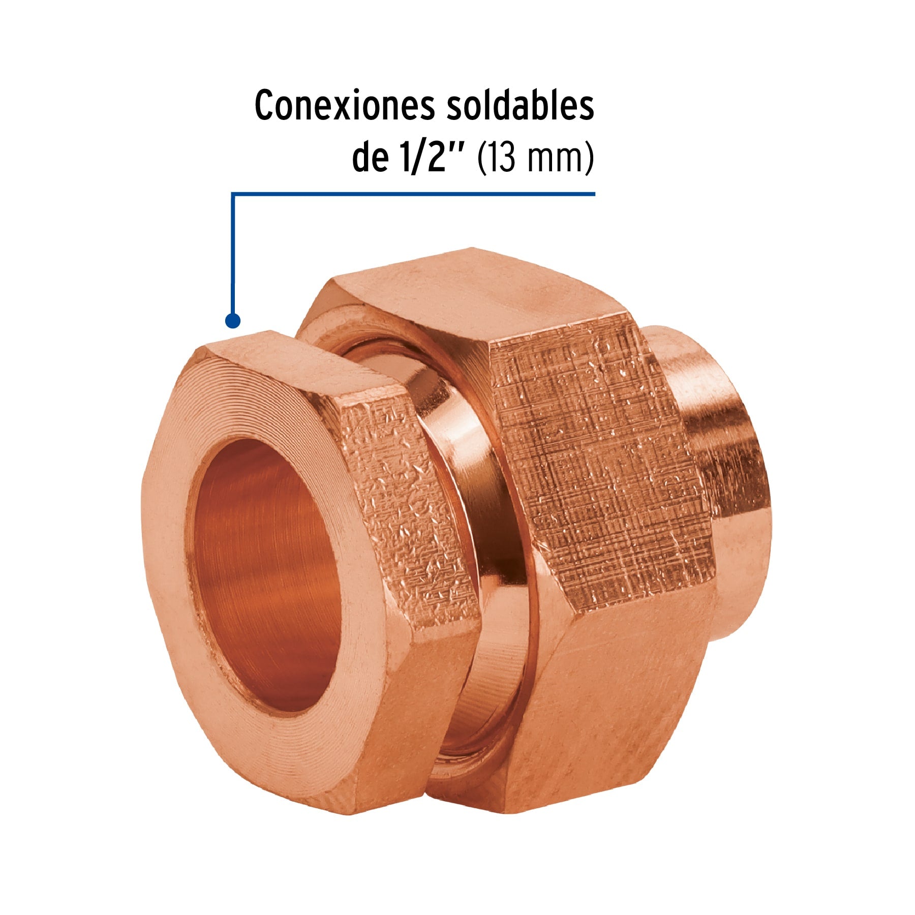 Tuerca unión de latón cobrizado 1/2", FOSET