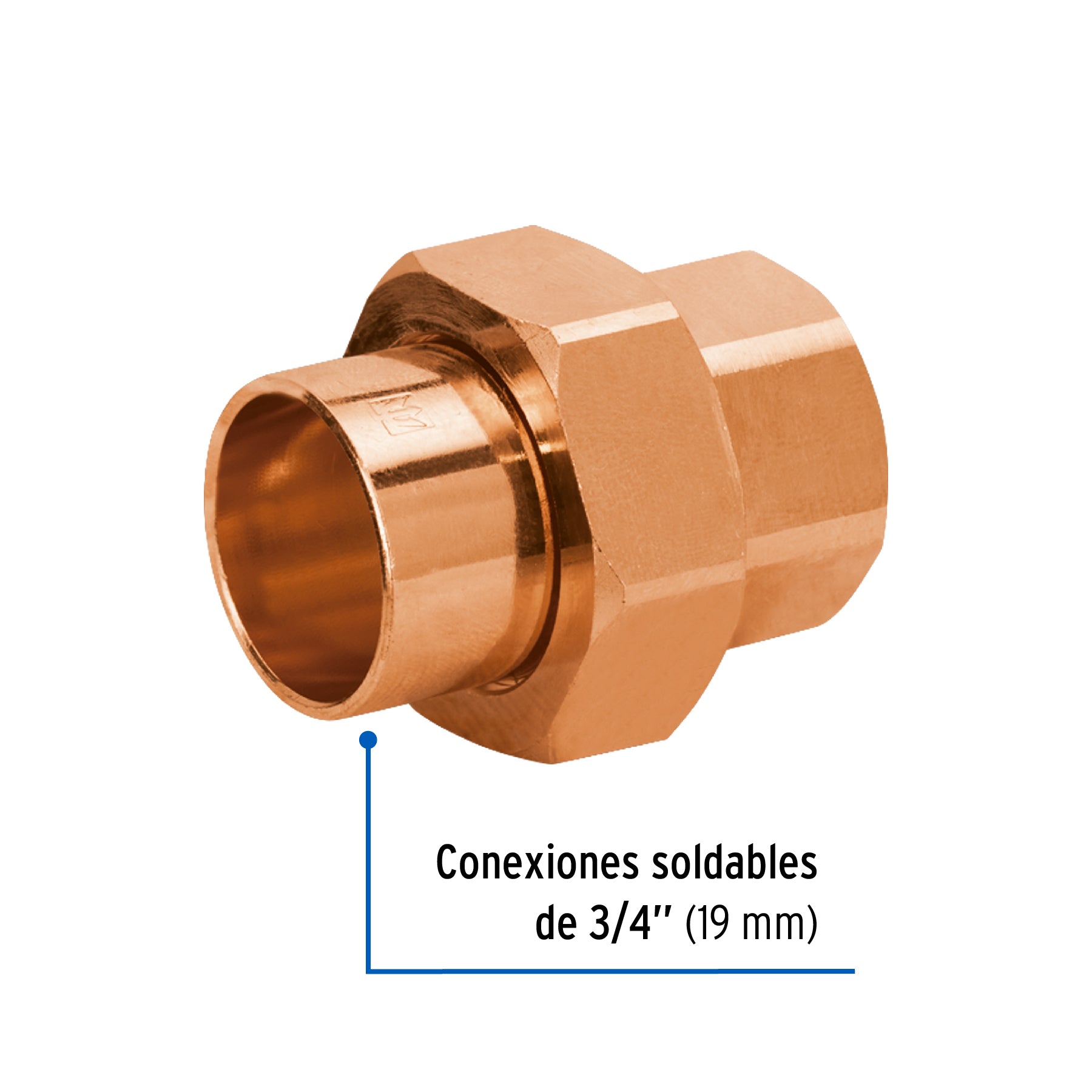 Tuerca unión de cobre de 3/4", FOSET BASIC