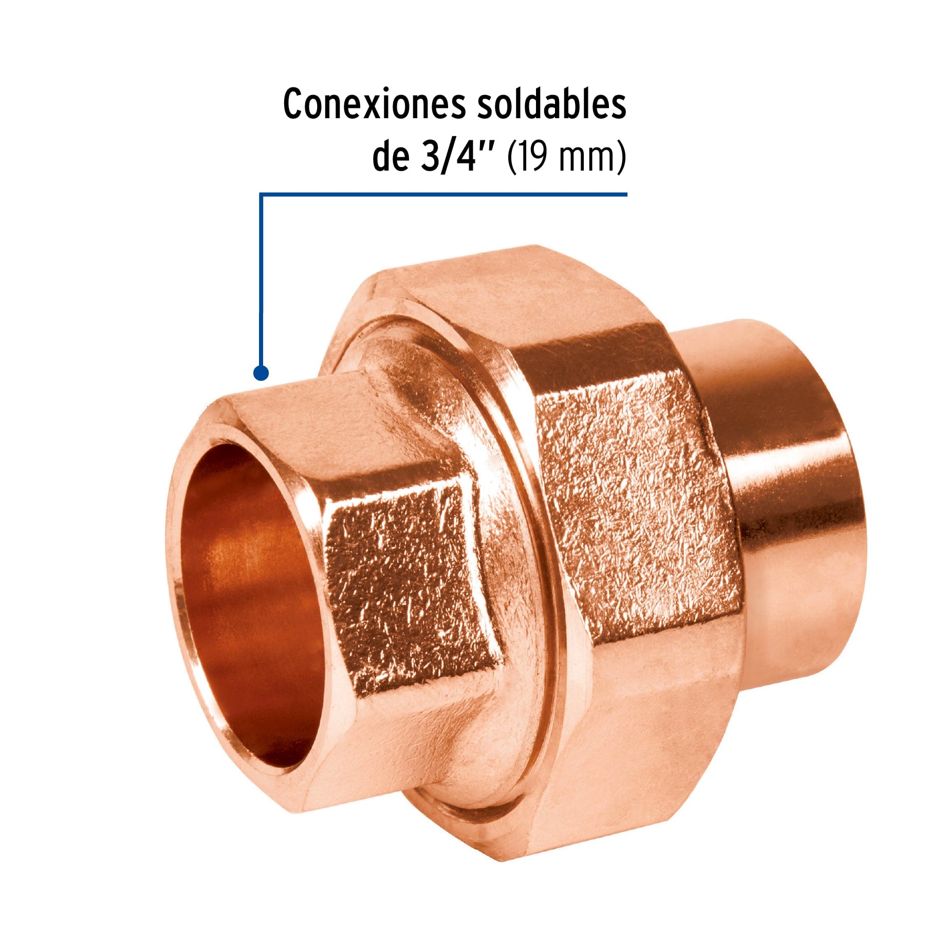 Tuerca unión de latón cobrizado 3/4", FOSET