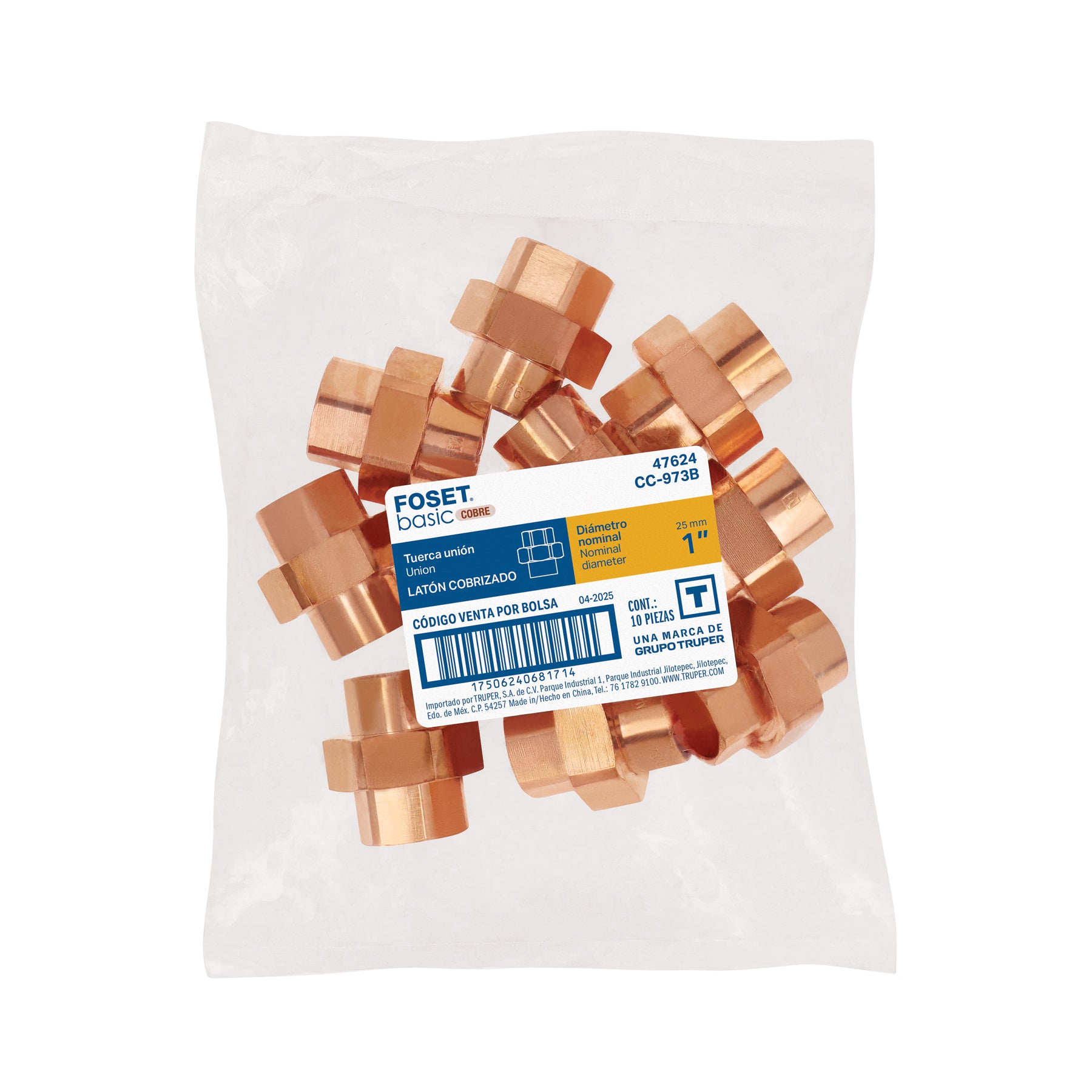 Tuerca unión de cobre de 1", FOSET BASIC