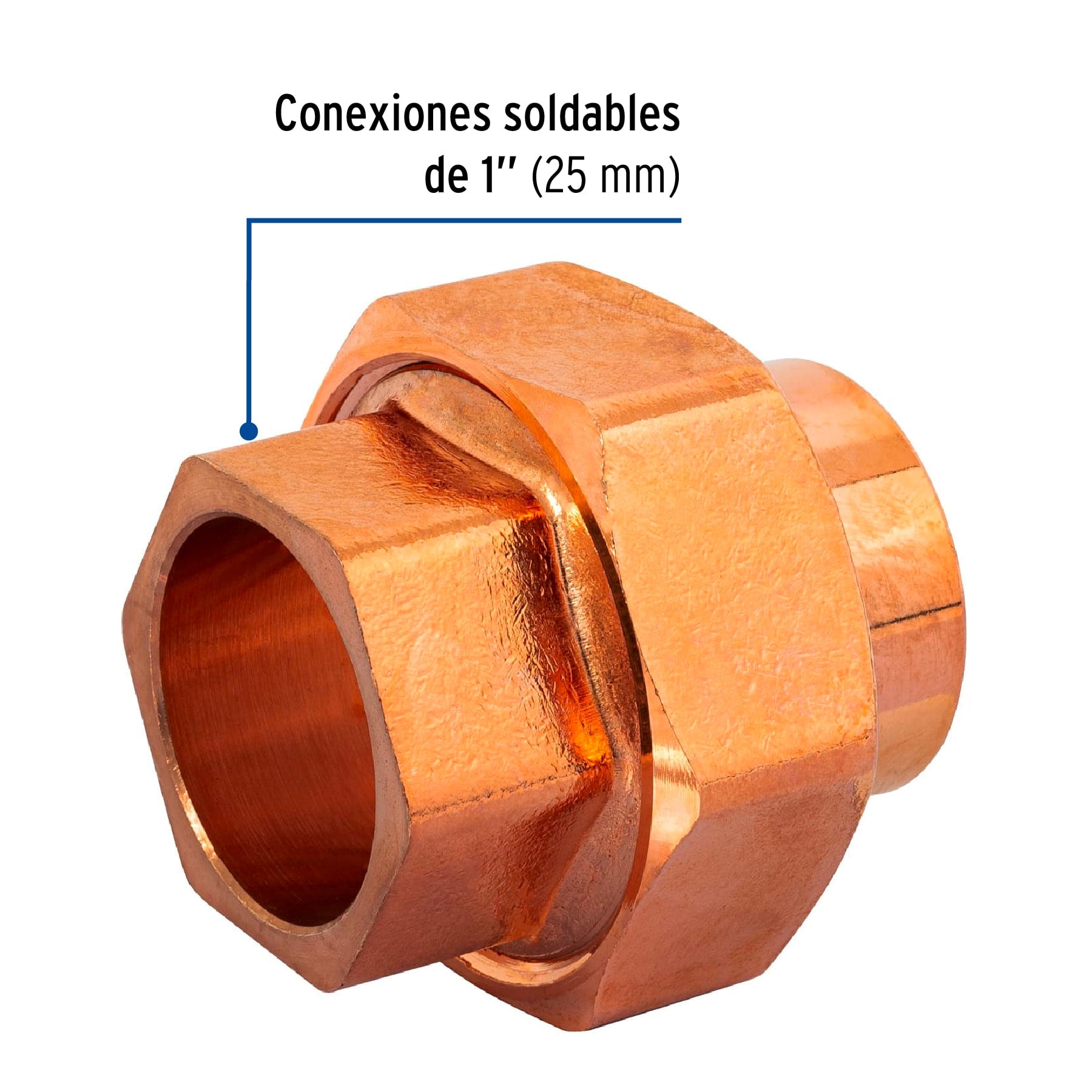 Tuerca unión de latón cobrizado 1", FOSET