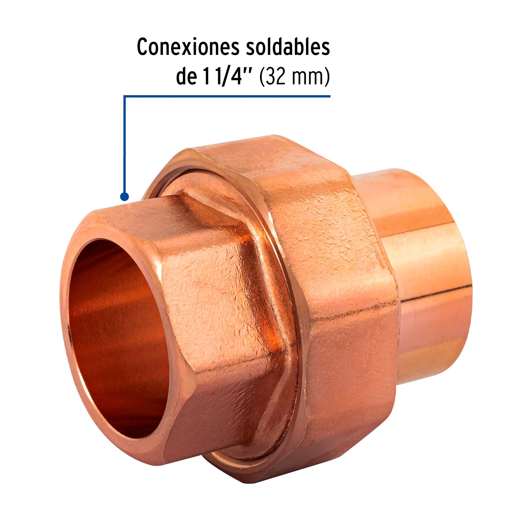 Tuerca unión de latón cobrizado 1-1/4", FOSET