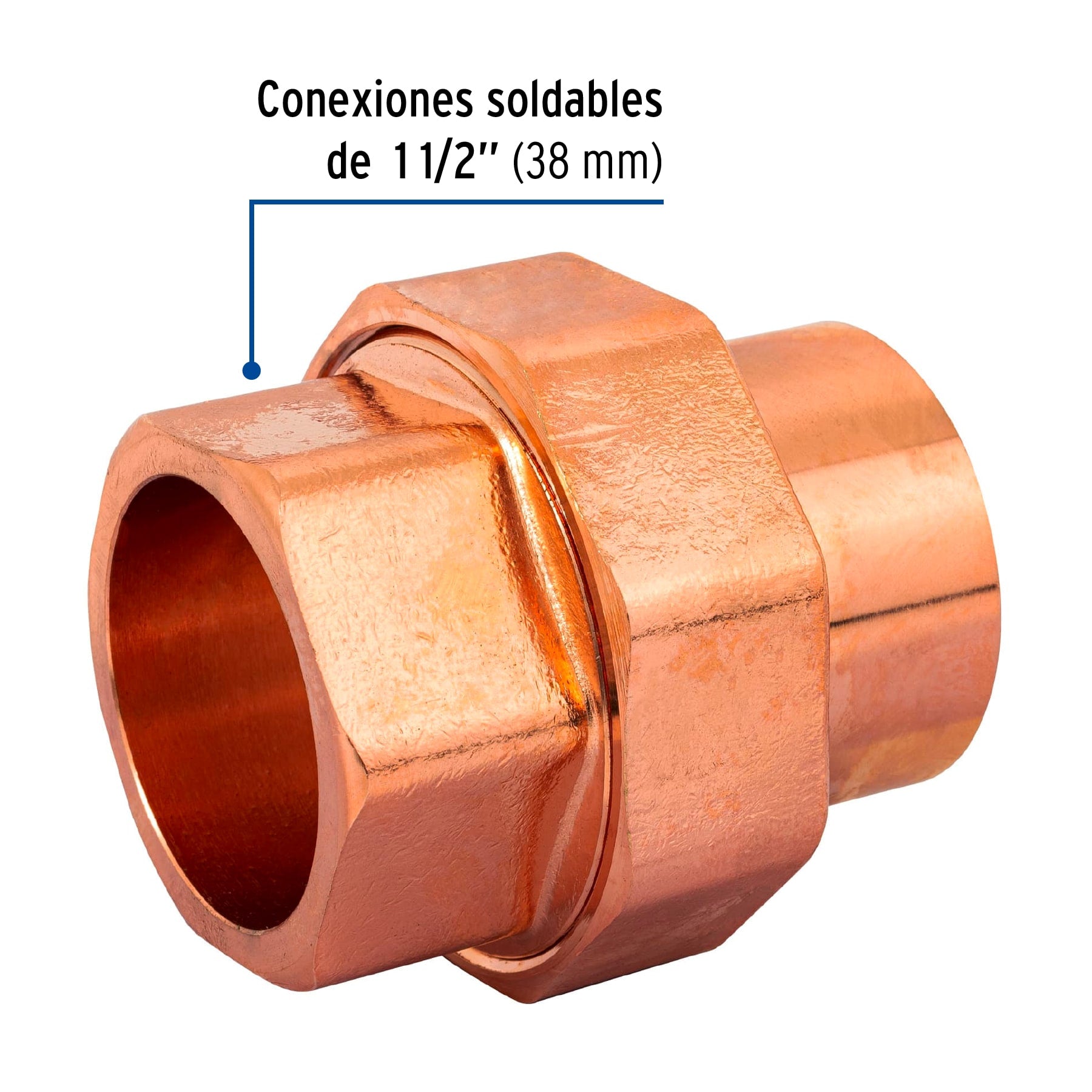 Tuerca unión de latón cobrizado 1-1/2", FOSET