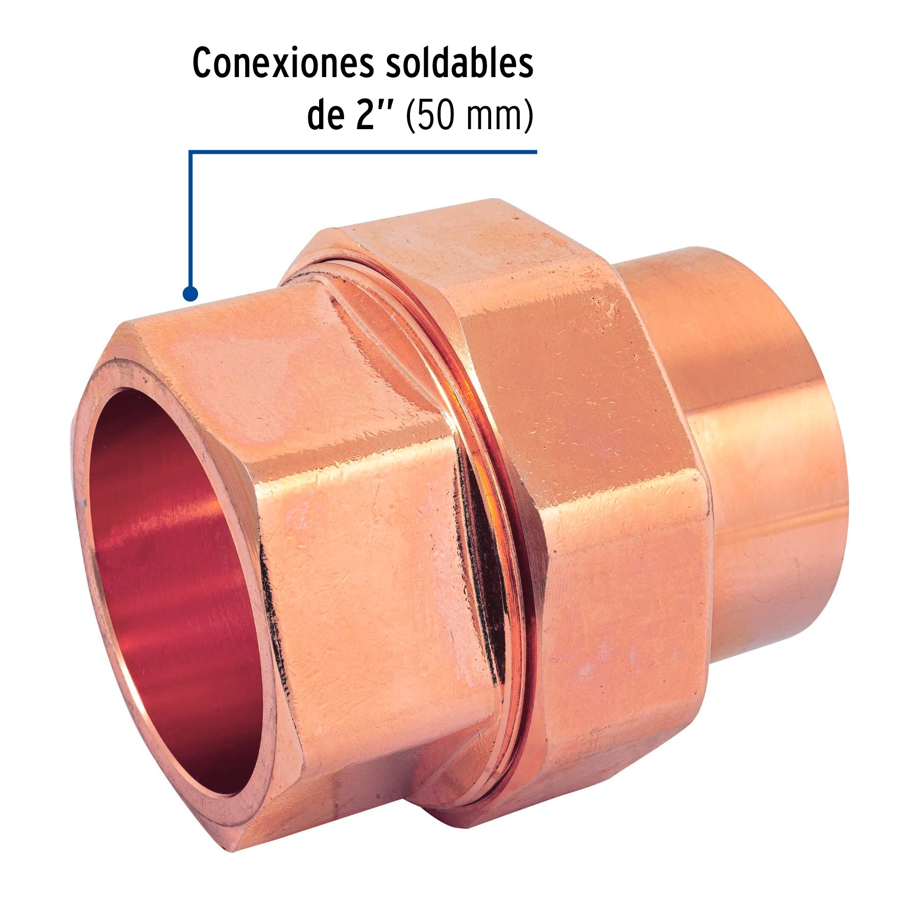 Tuerca unión de latón cobrizado 2", FOSET