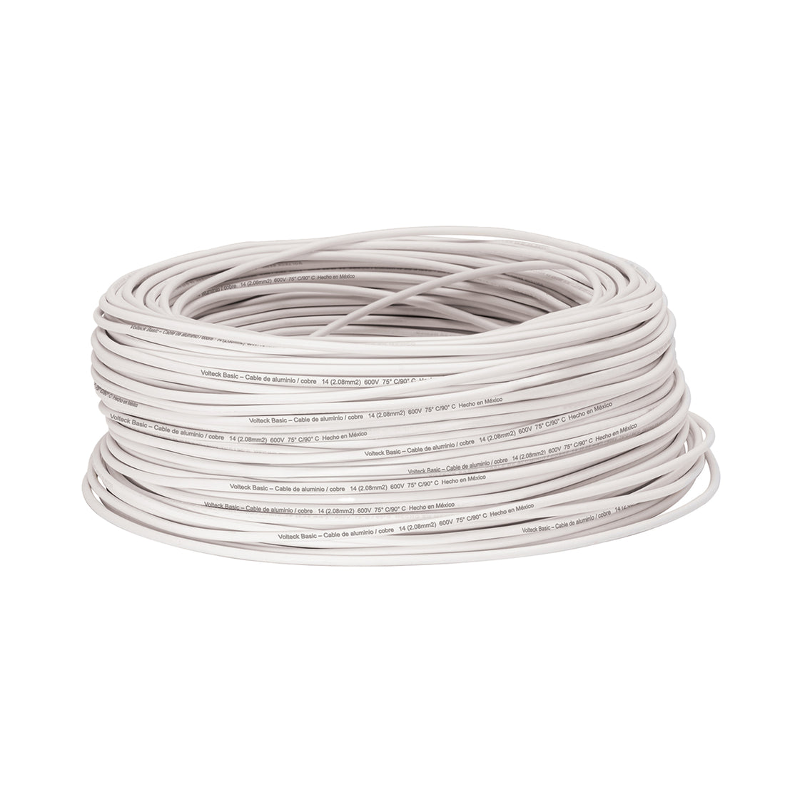 Rollo de 100 metros de cable THW CCA 14 AWG blanco, BASIC