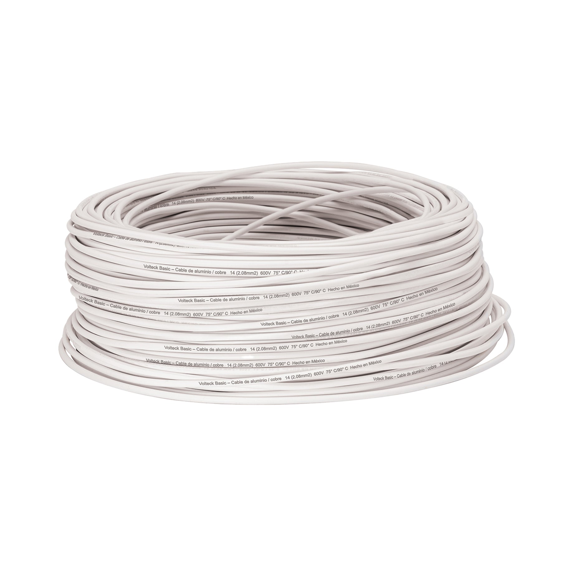 Rollo de 100 metros de cable THW CCA 14 AWG blanco, BASIC
