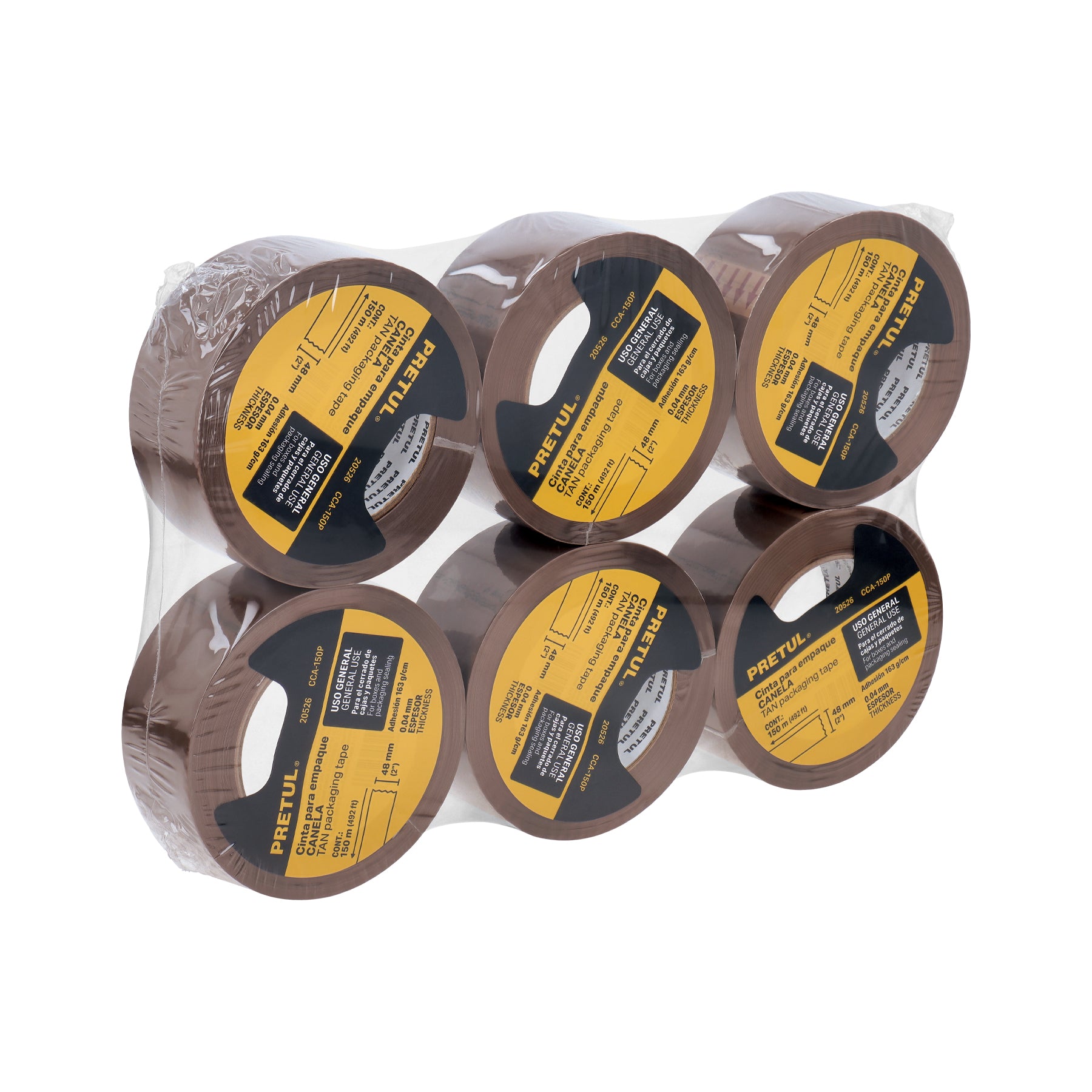 Cinta de empaque 48 mm x 150 m canela, PRETUL