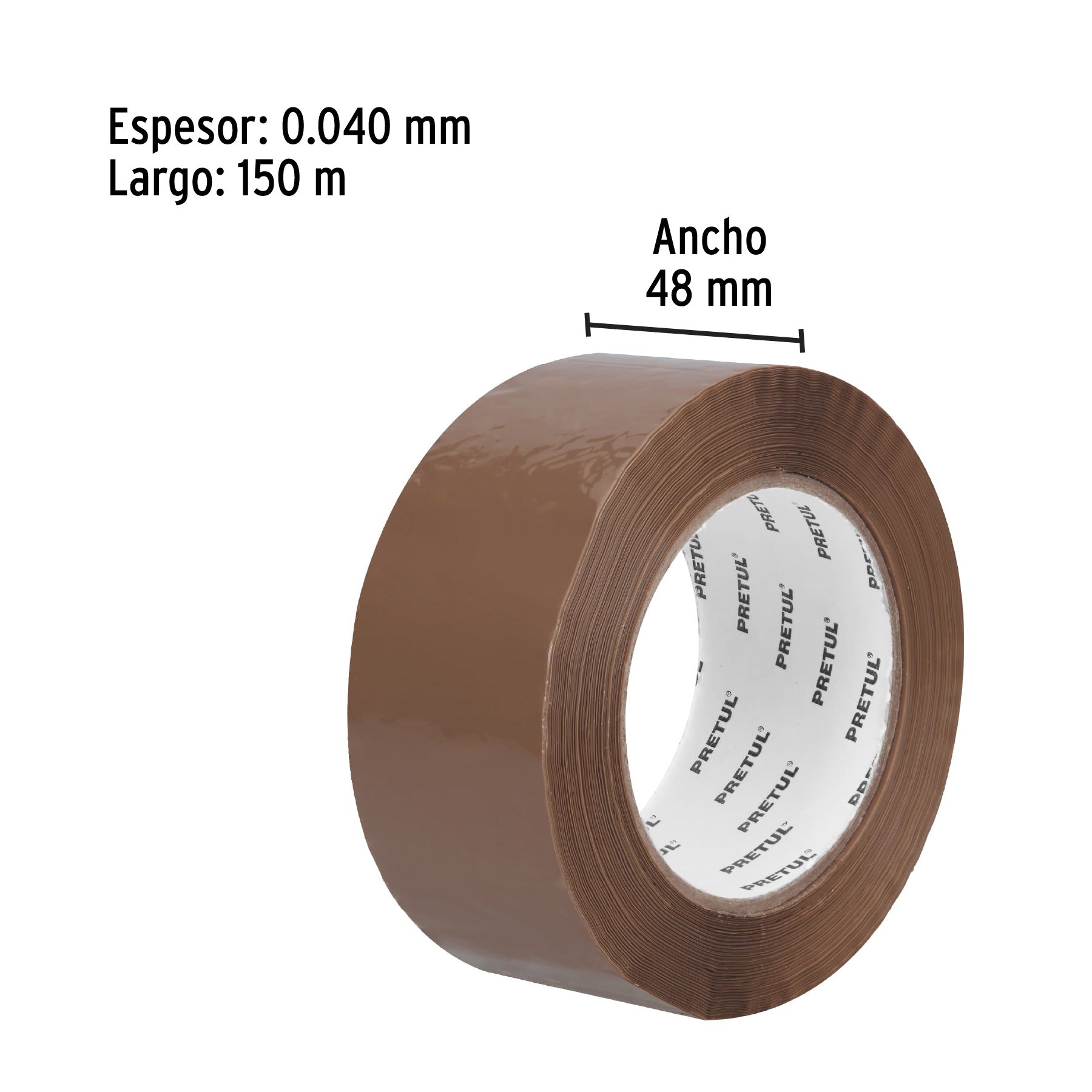 Cinta de empaque 48 mm x 150 m canela, PRETUL