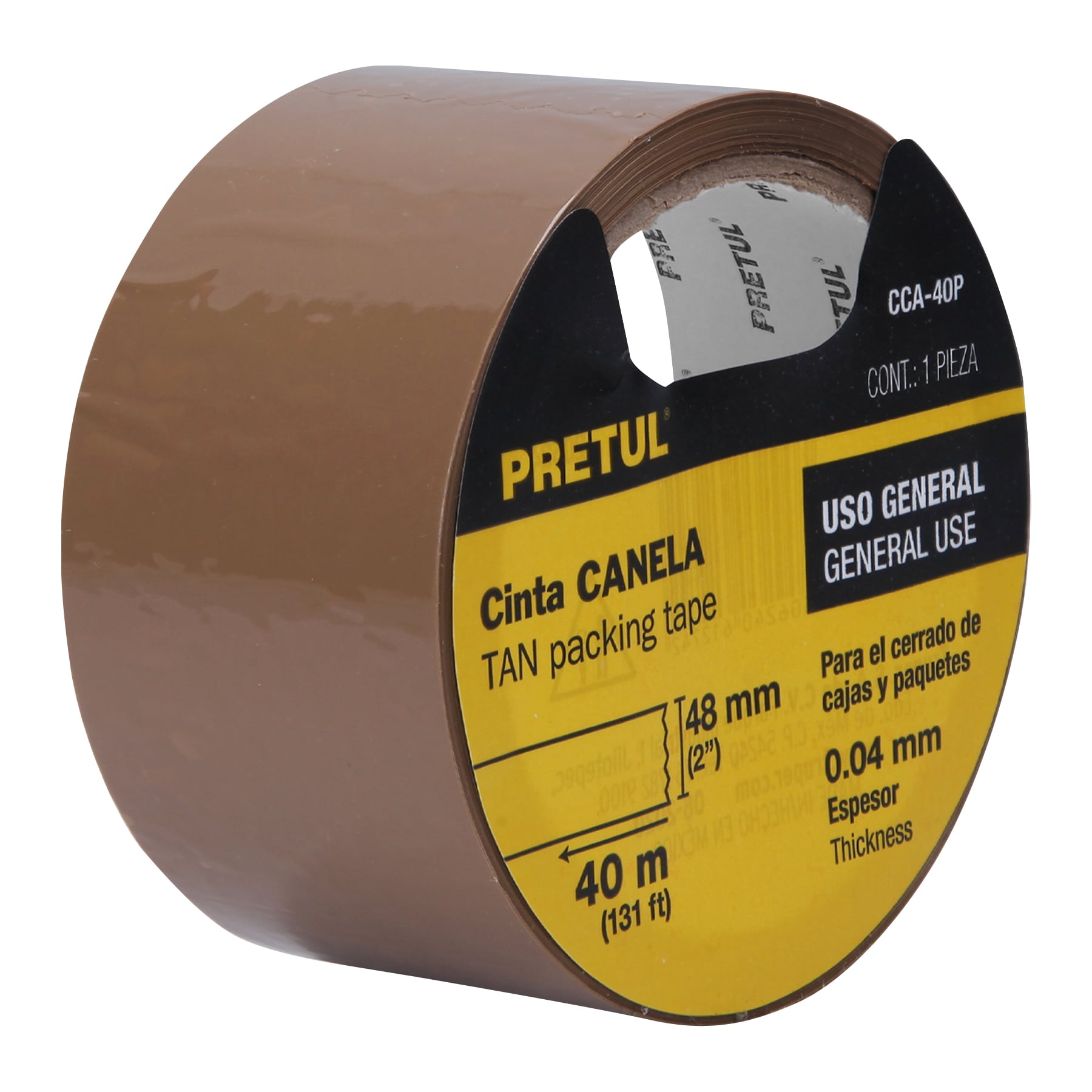 Cinta de empaque 48 mm x 40 m canela, PRETUL