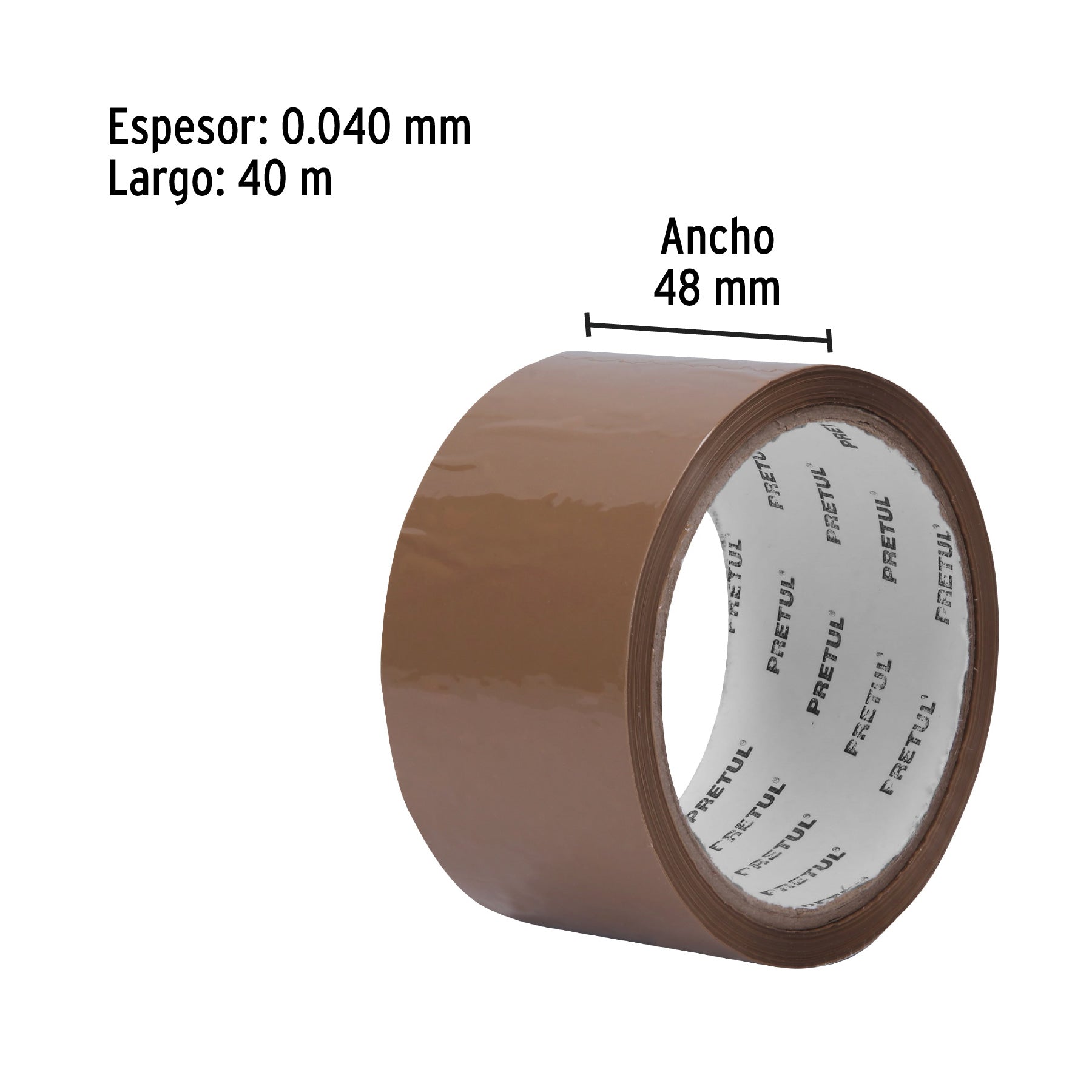 Cinta de empaque 48 mm x 40 m canela, PRETUL