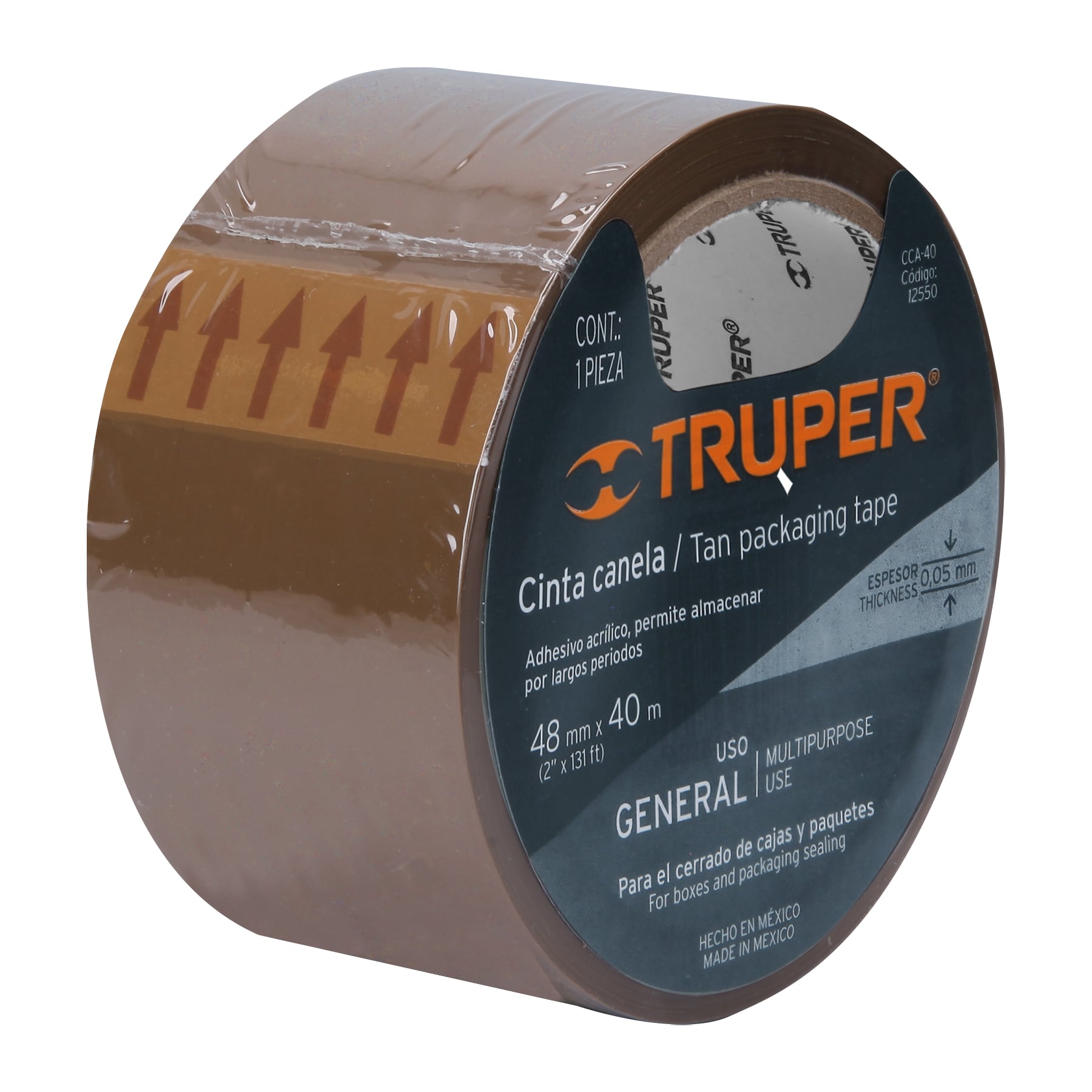 Cinta de empaque 48 mm x 40 m canela, TRUPER