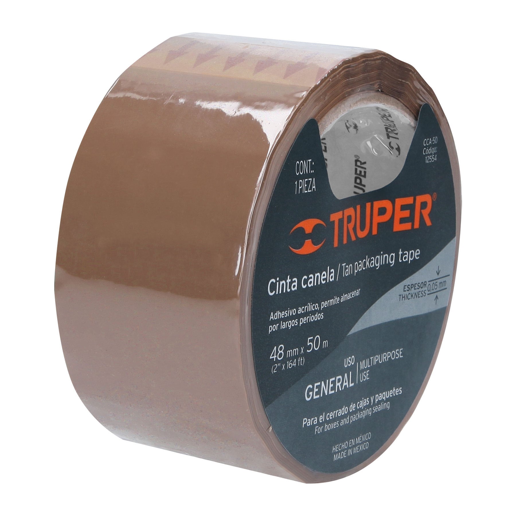Cinta de empaque 48 mm x 50 m canela, TRUPER