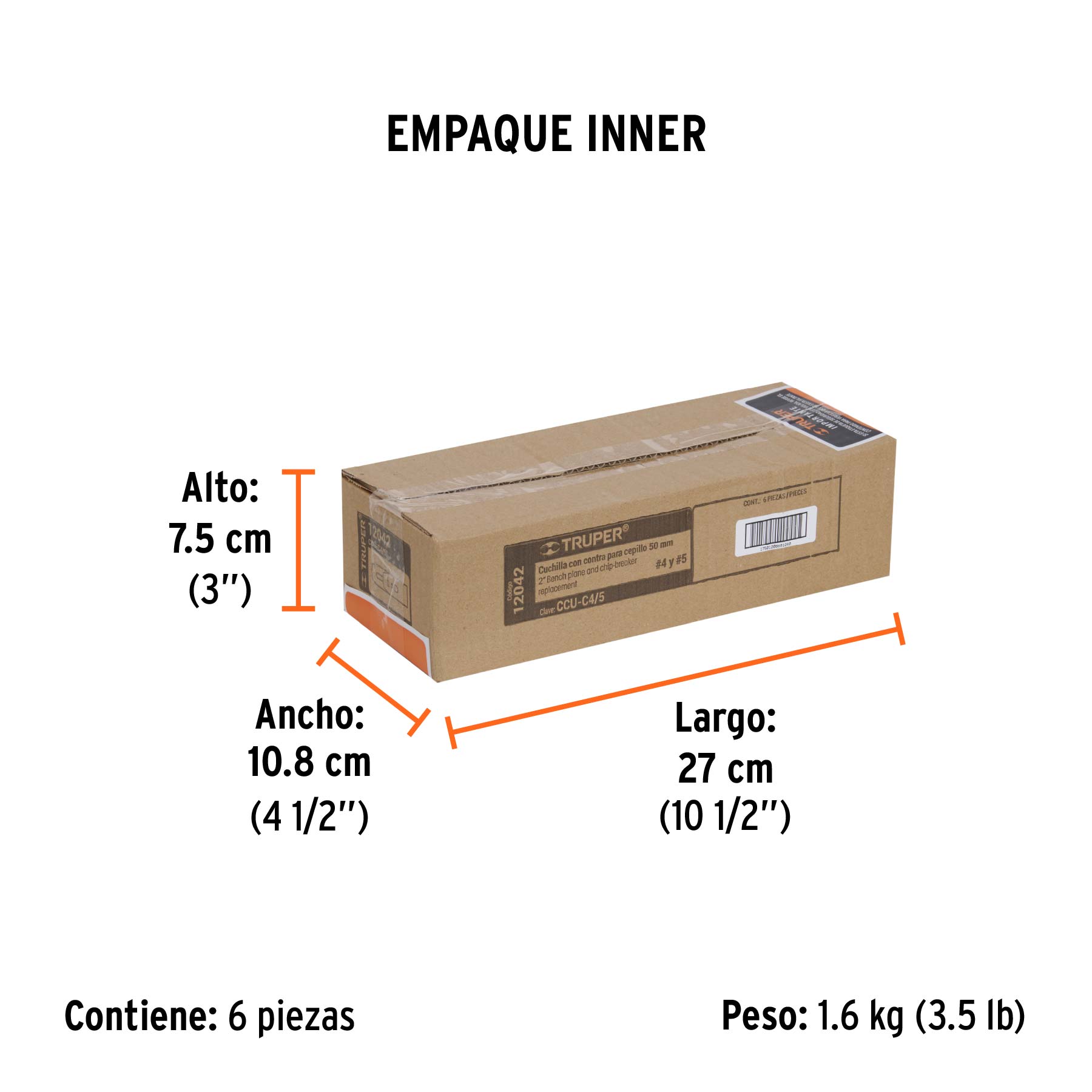 Cuchilla y contra para cepillo de carpintero 4 y 5 - Empaque