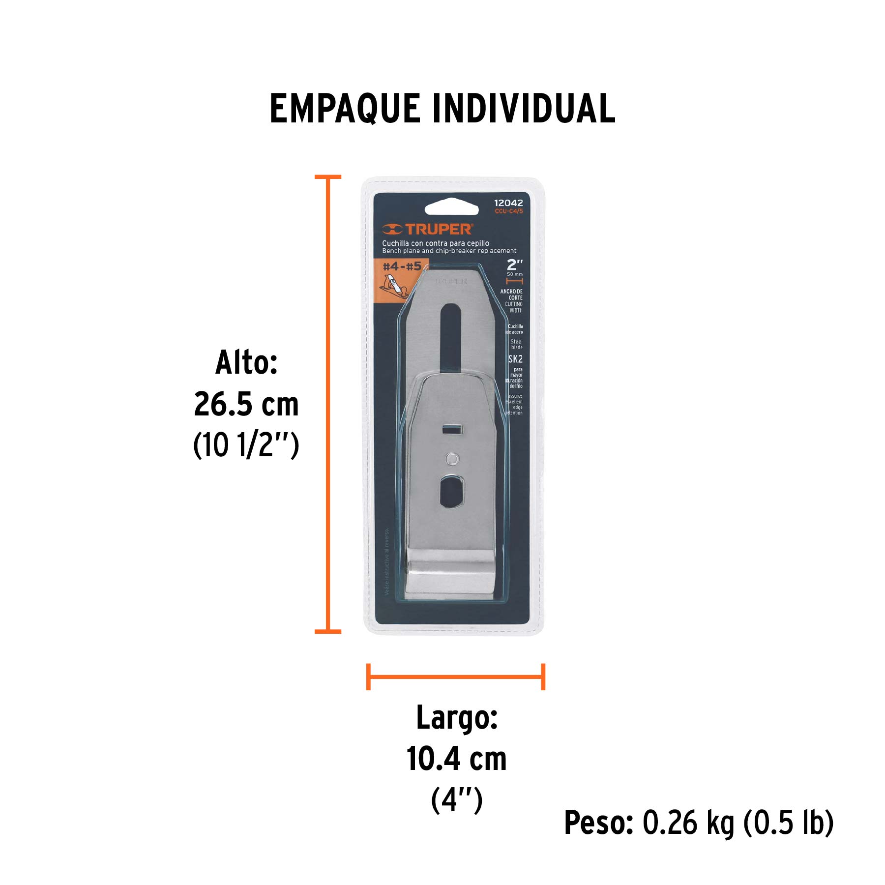 Cuchilla y contra para cepillo de carpintero 4 y 5 - Empaque