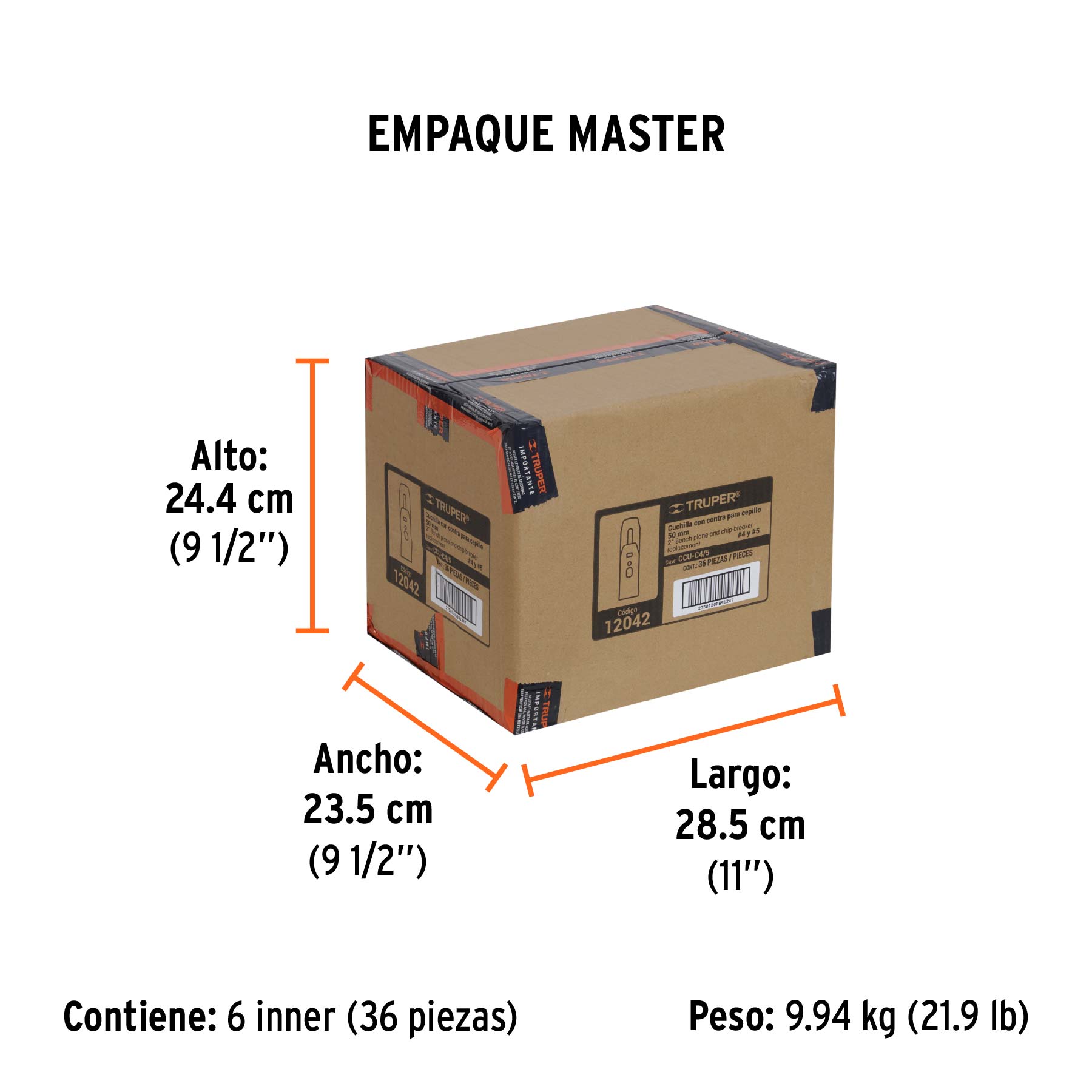 Cuchilla y contra para cepillo de carpintero 4 y 5 - Empaque