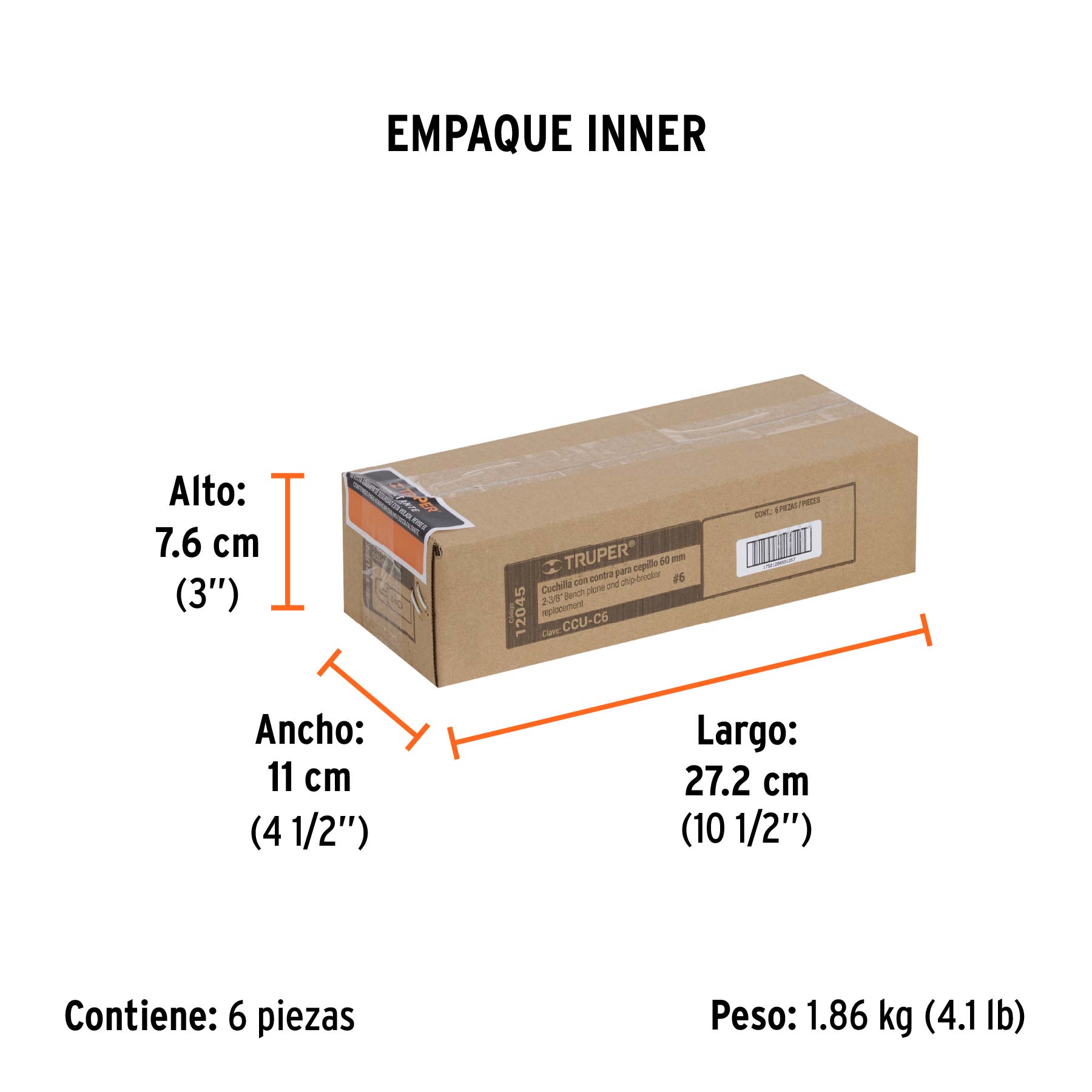Cuchilla y contra para cepillo de carpintero 6, TRUPER - Empaque
