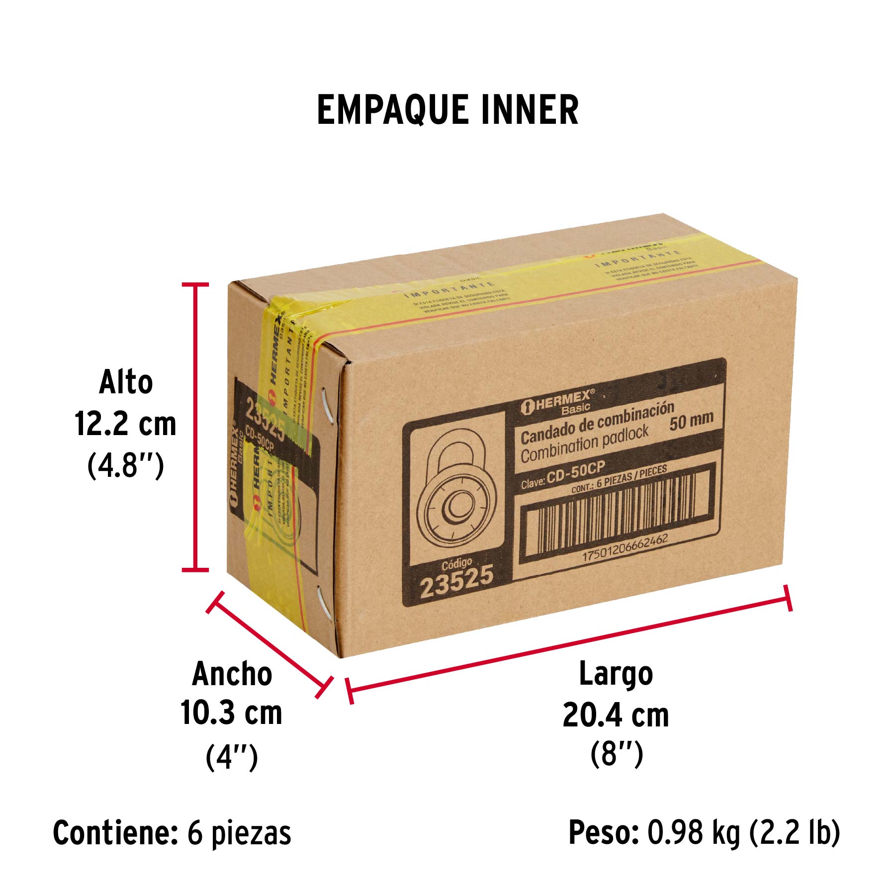 Candado de combinación de disco en blíster, HERMEX BASIC - Empaque