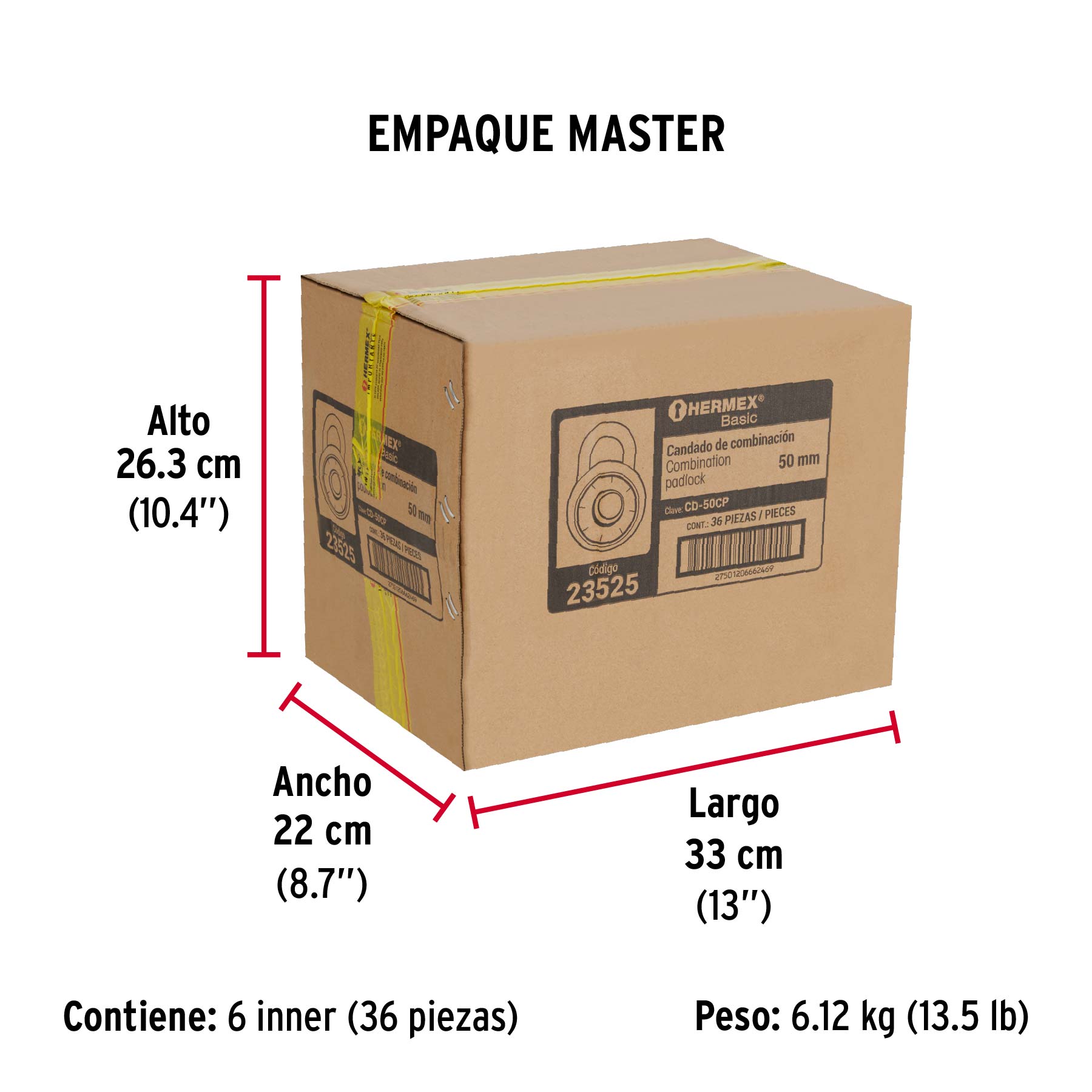 Candado de combinación de disco en blíster, HERMEX BASIC - Empaque