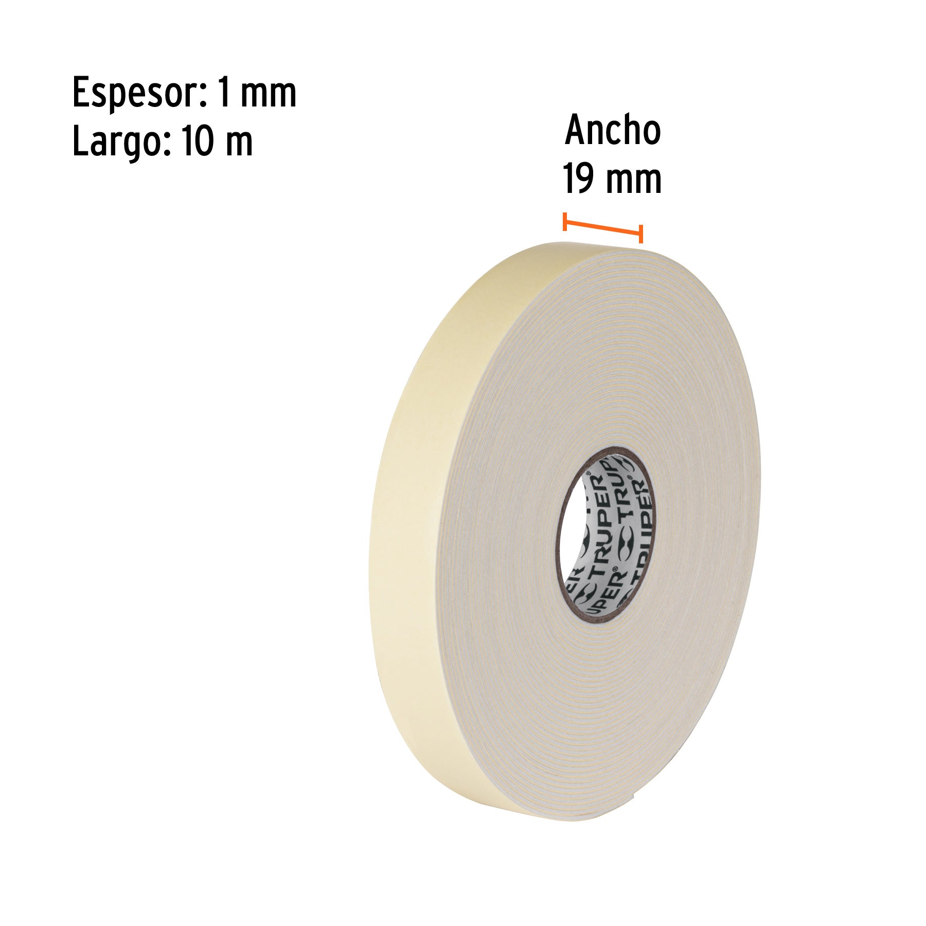Cinta doble cara de 19 mm x 10 m, TRUPER