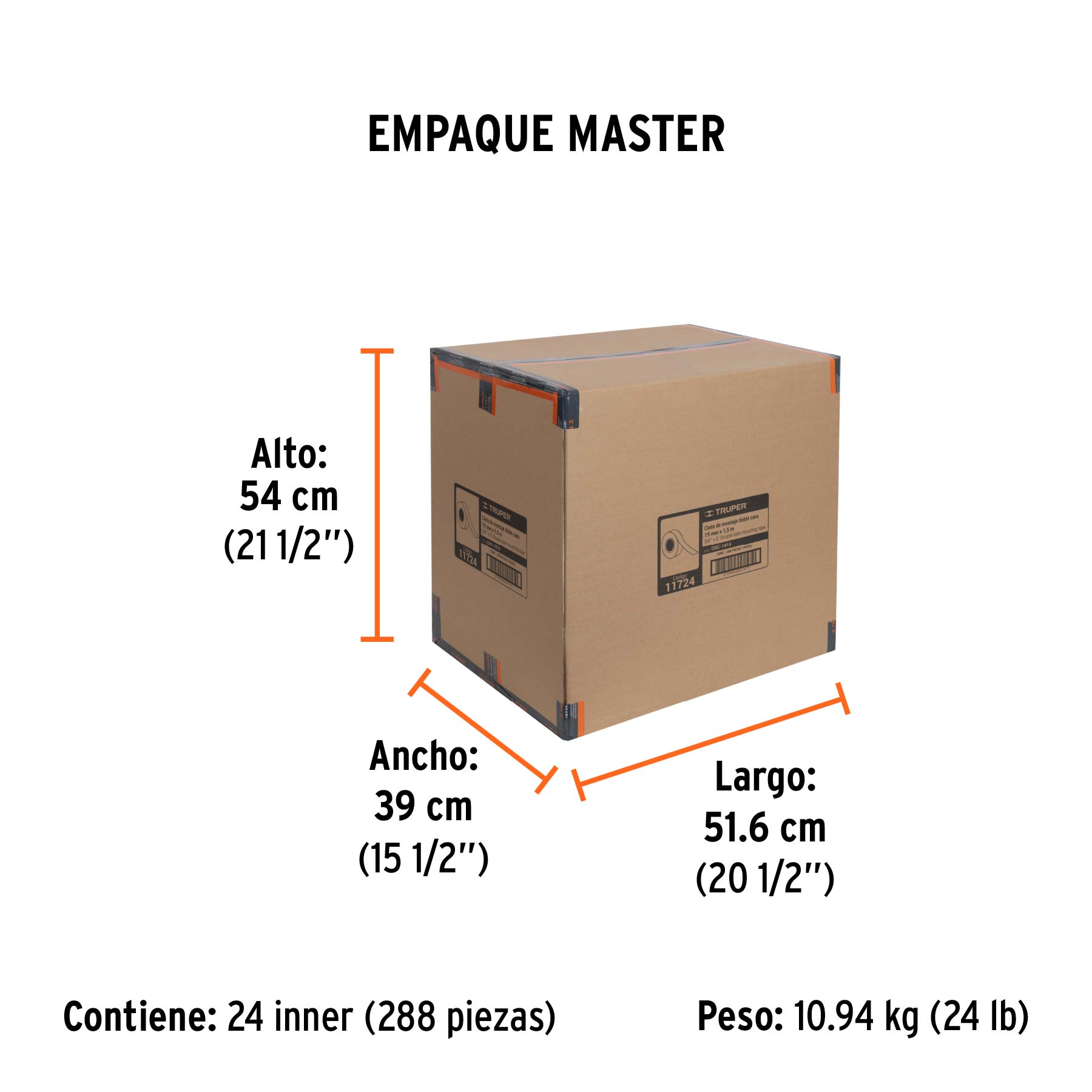 Cinta doble cara de 19 mm x 1.5 m, TRUPER - Empaque