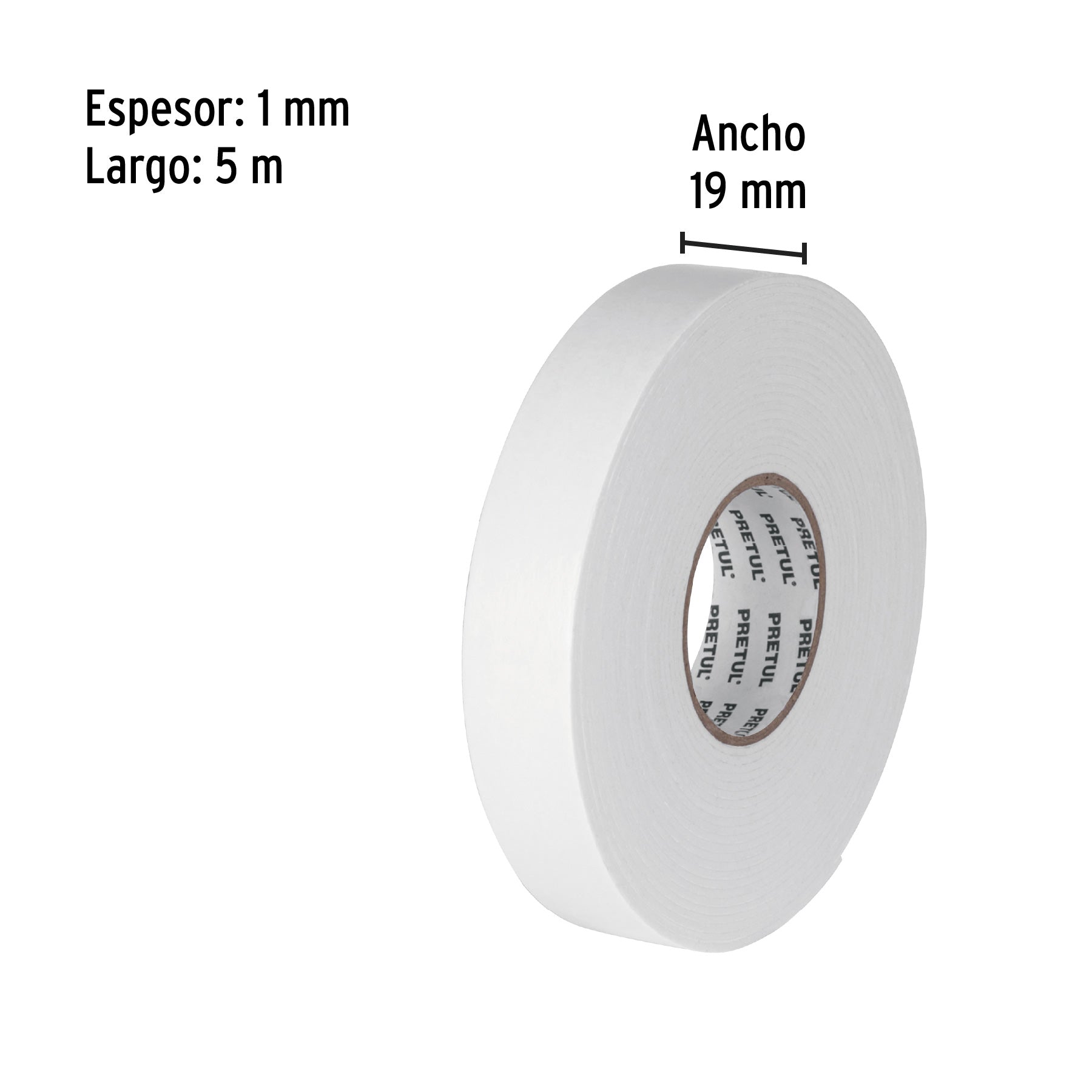 Cinta doble cara de 19 mm x 5 m, PRETUL