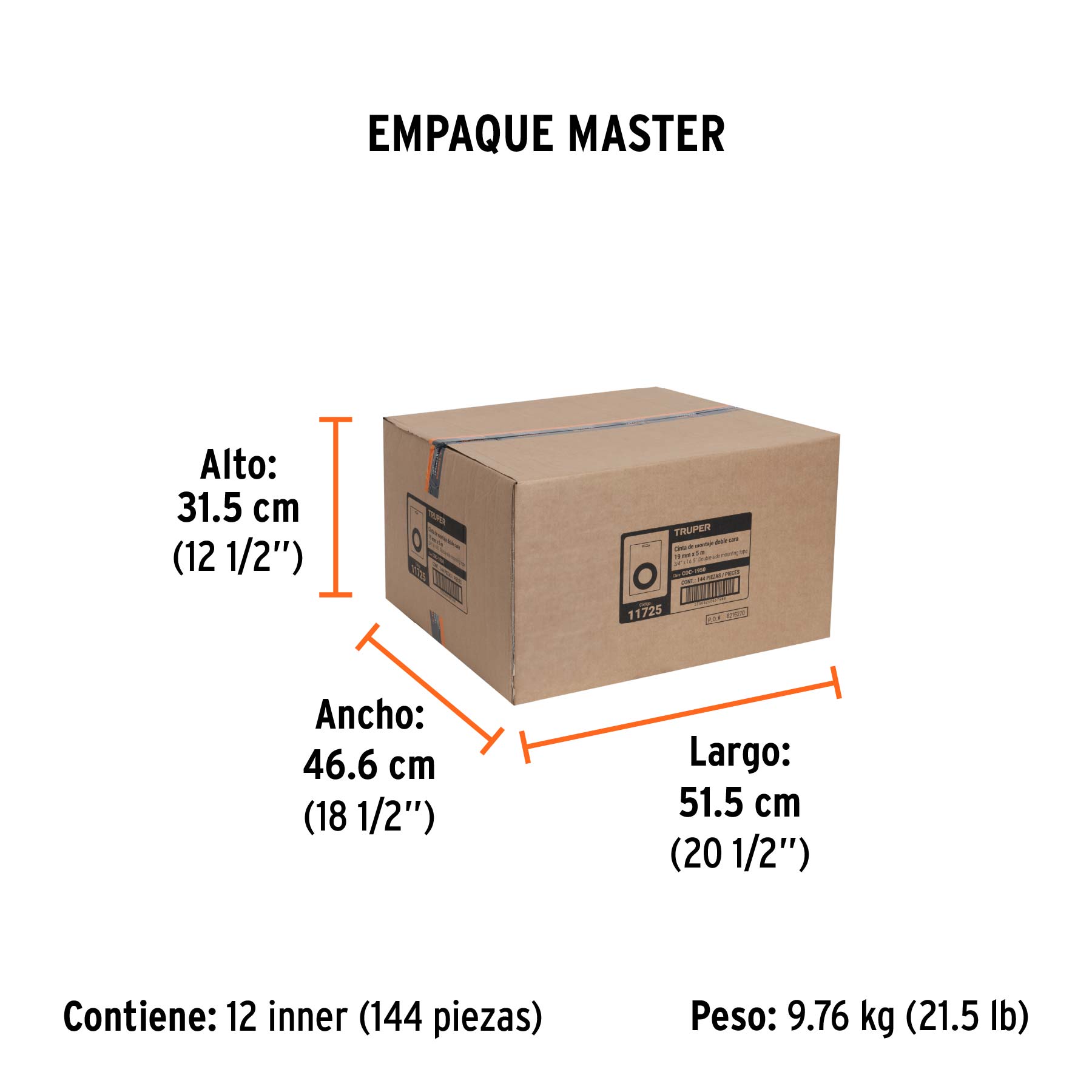 Cinta doble cara de 19 mm x 5 m, TRUPER - Empaque