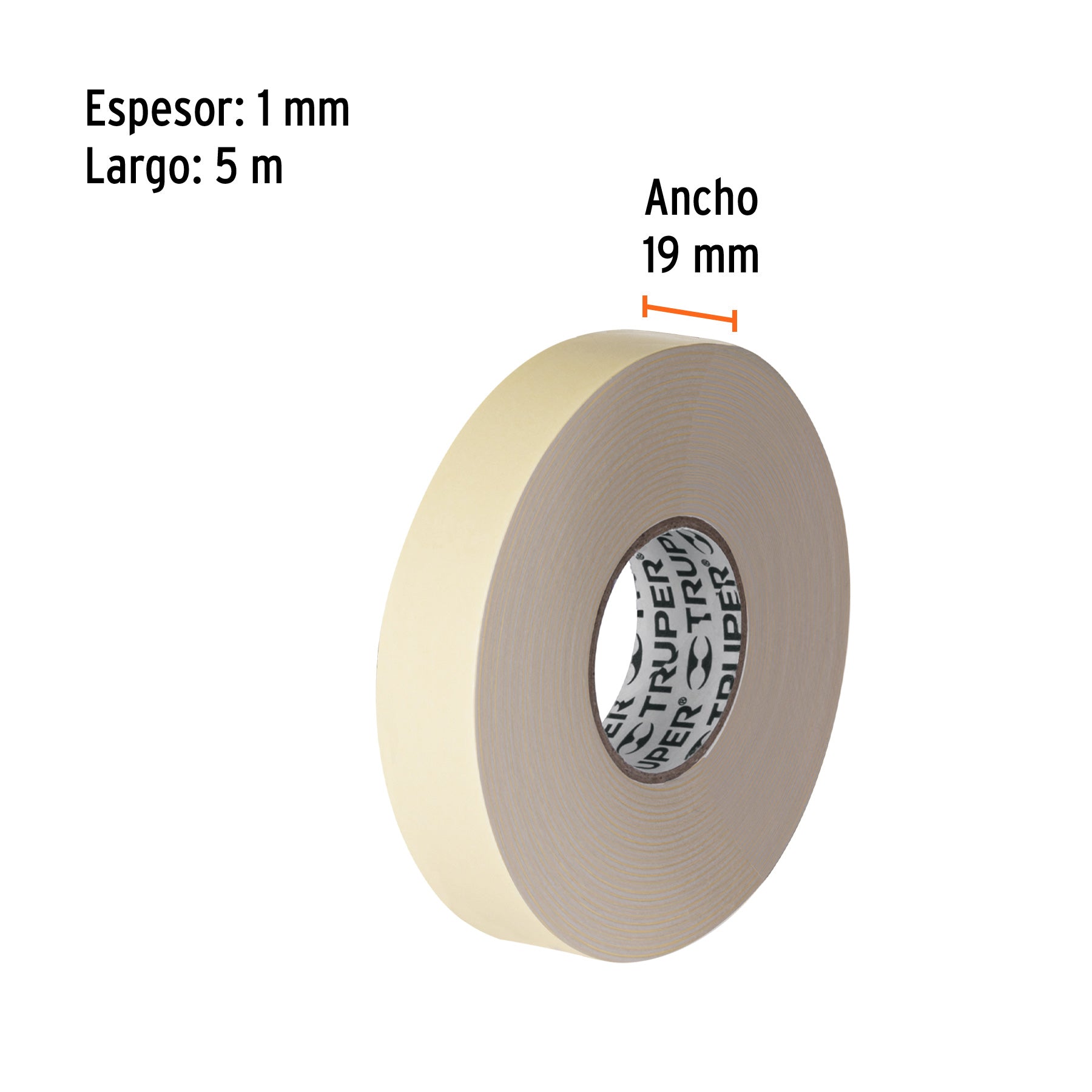 Cinta doble cara de 19 mm x 5 m, TRUPER