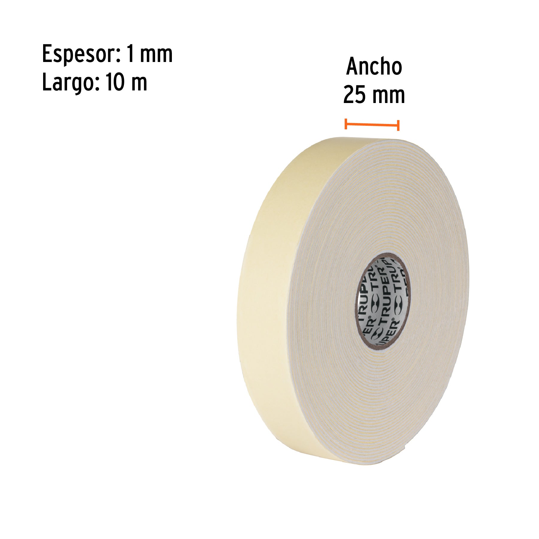 Cinta doble cara de 25 mm x 10 m, TRUPER