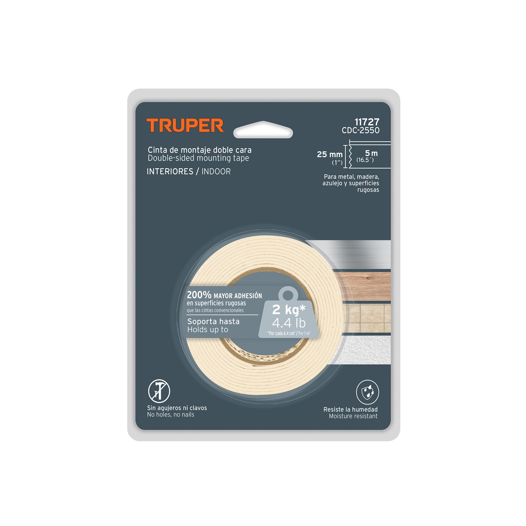 Cinta doble cara de 25 mm x 5 m, TRUPER
