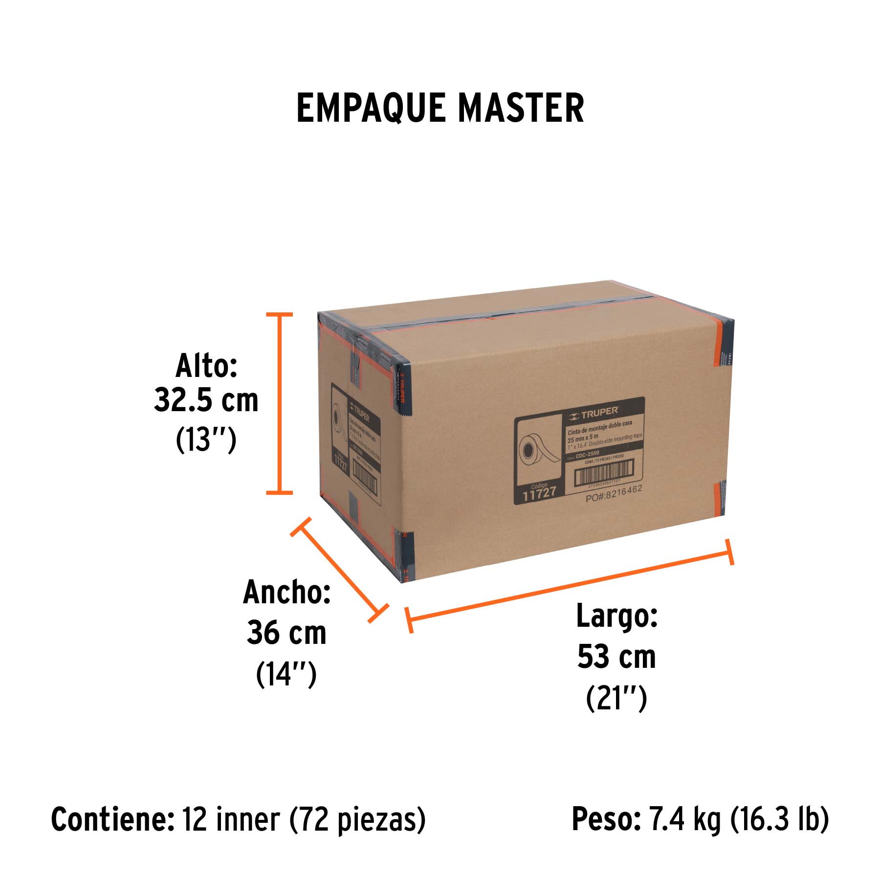 Cinta doble cara de 25 mm x 5 m, TRUPER - Empaque