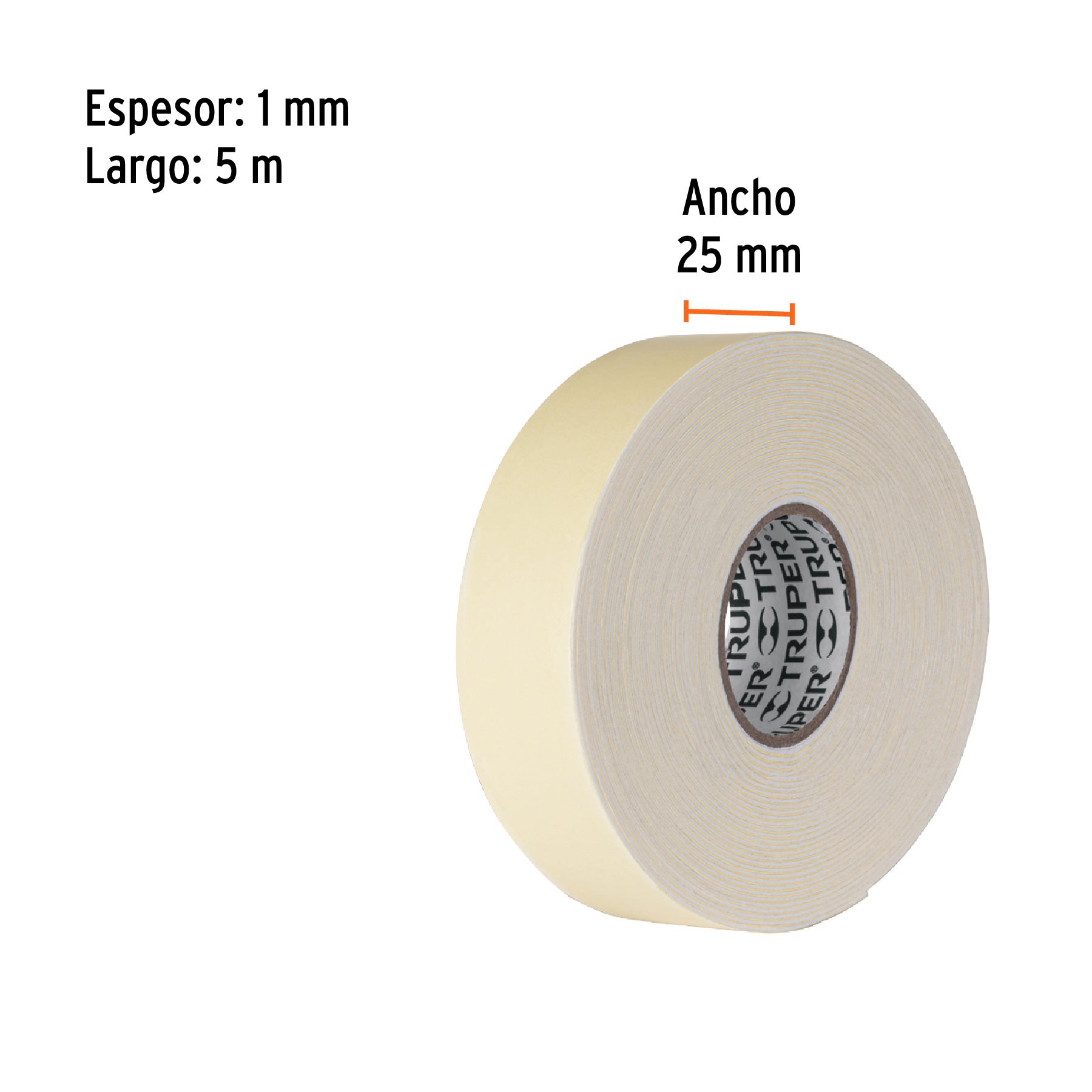 Cinta doble cara de 25 mm x 5 m, TRUPER