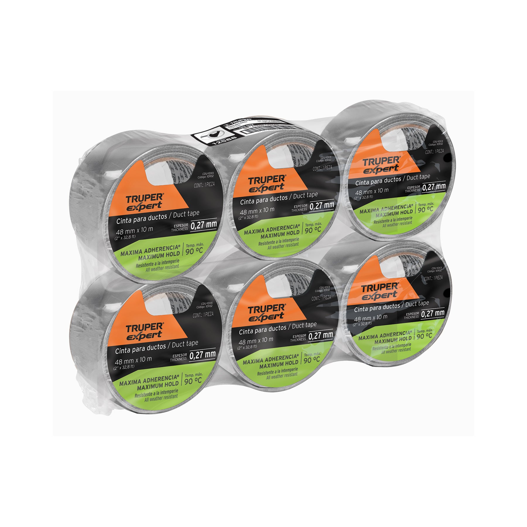 Cinta para ducto 10m x 48mm, espesor 0.27mm, EXPERT