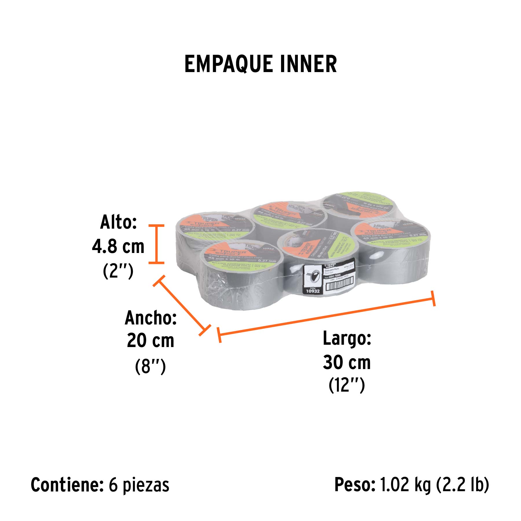 Cinta para ducto 10m x 48mm, espesor 0.27mm, EXPERT - Empaque
