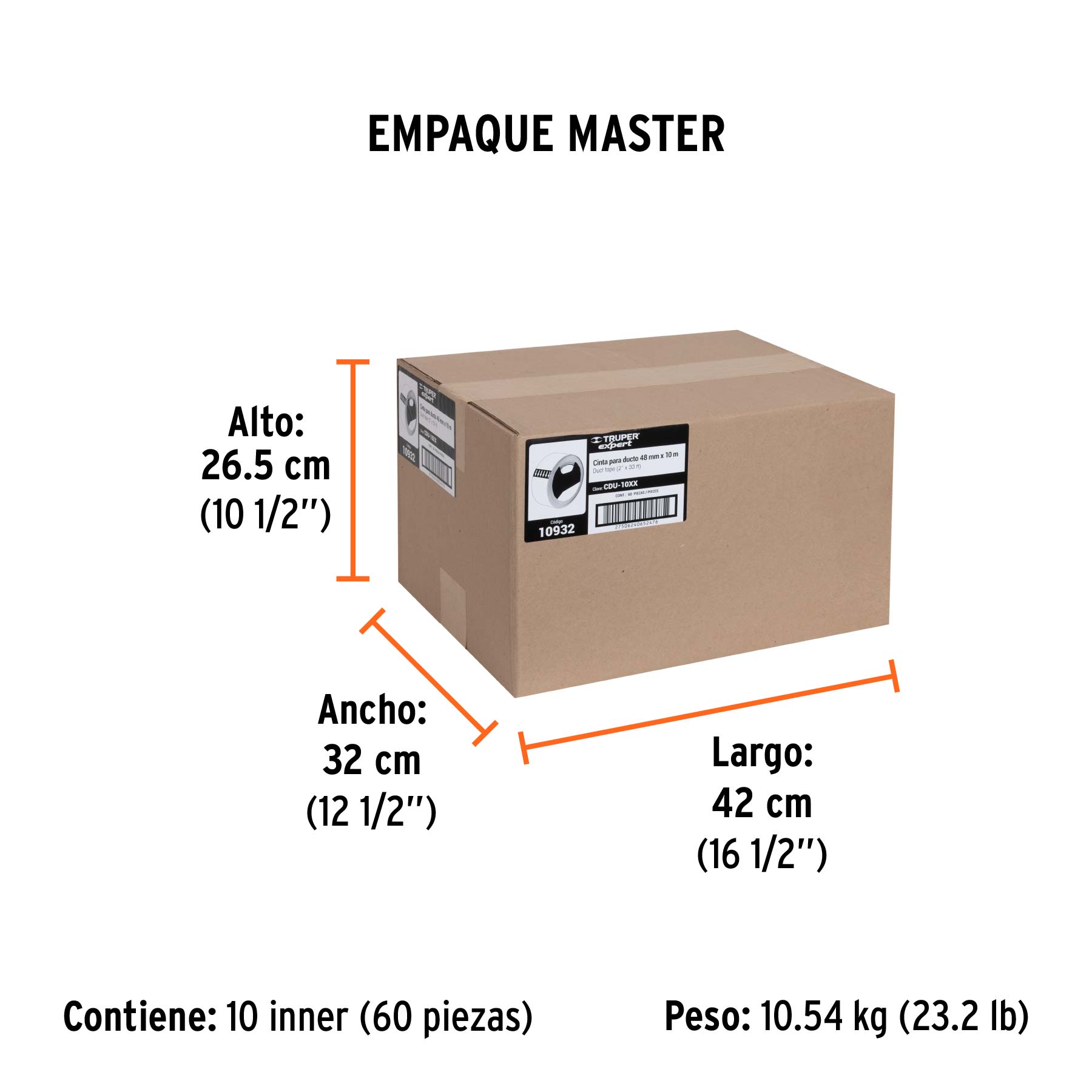 Cinta para ducto 10m x 48mm, espesor 0.27mm, EXPERT - Empaque