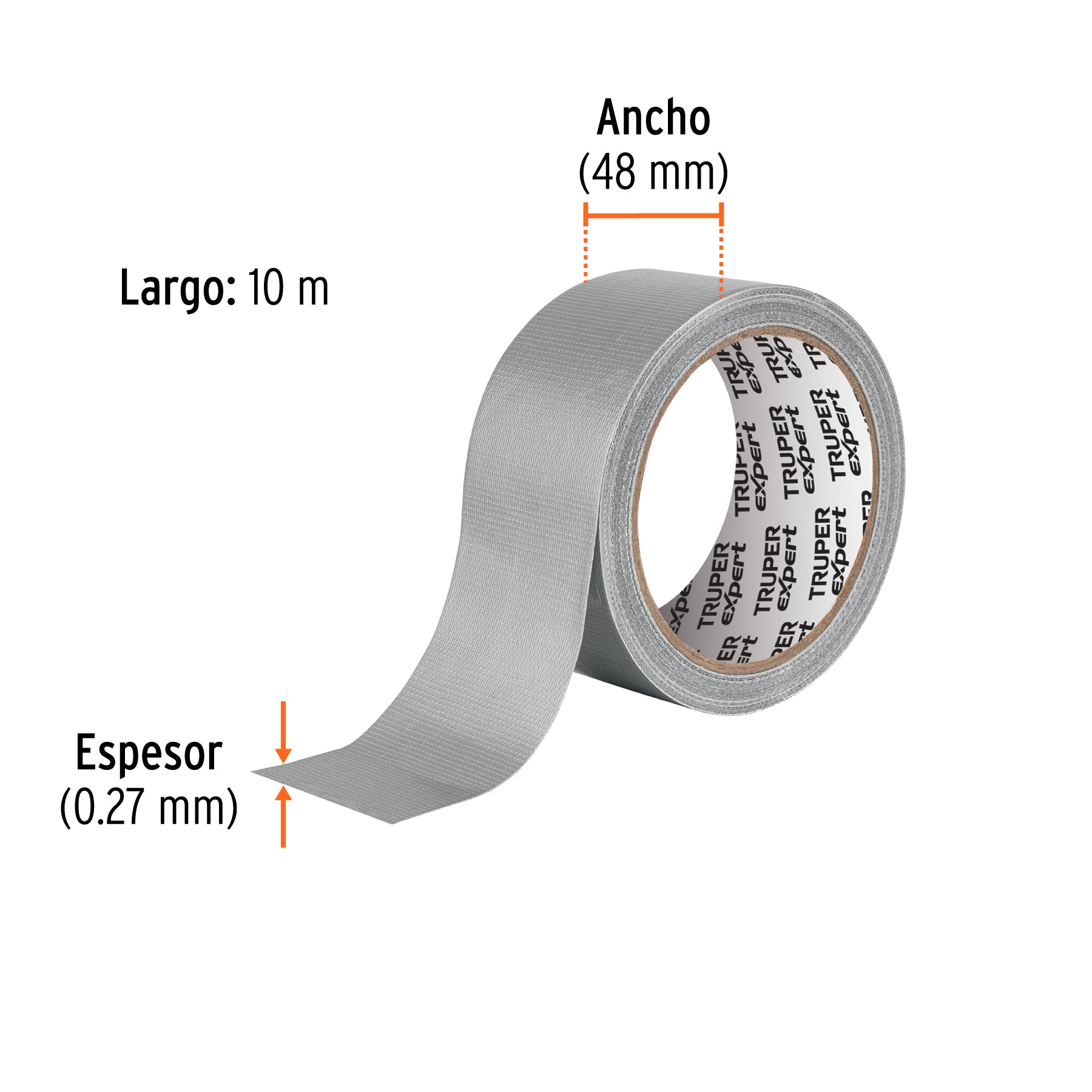 Cinta para ducto 10m x 48mm, espesor 0.27mm, EXPERT