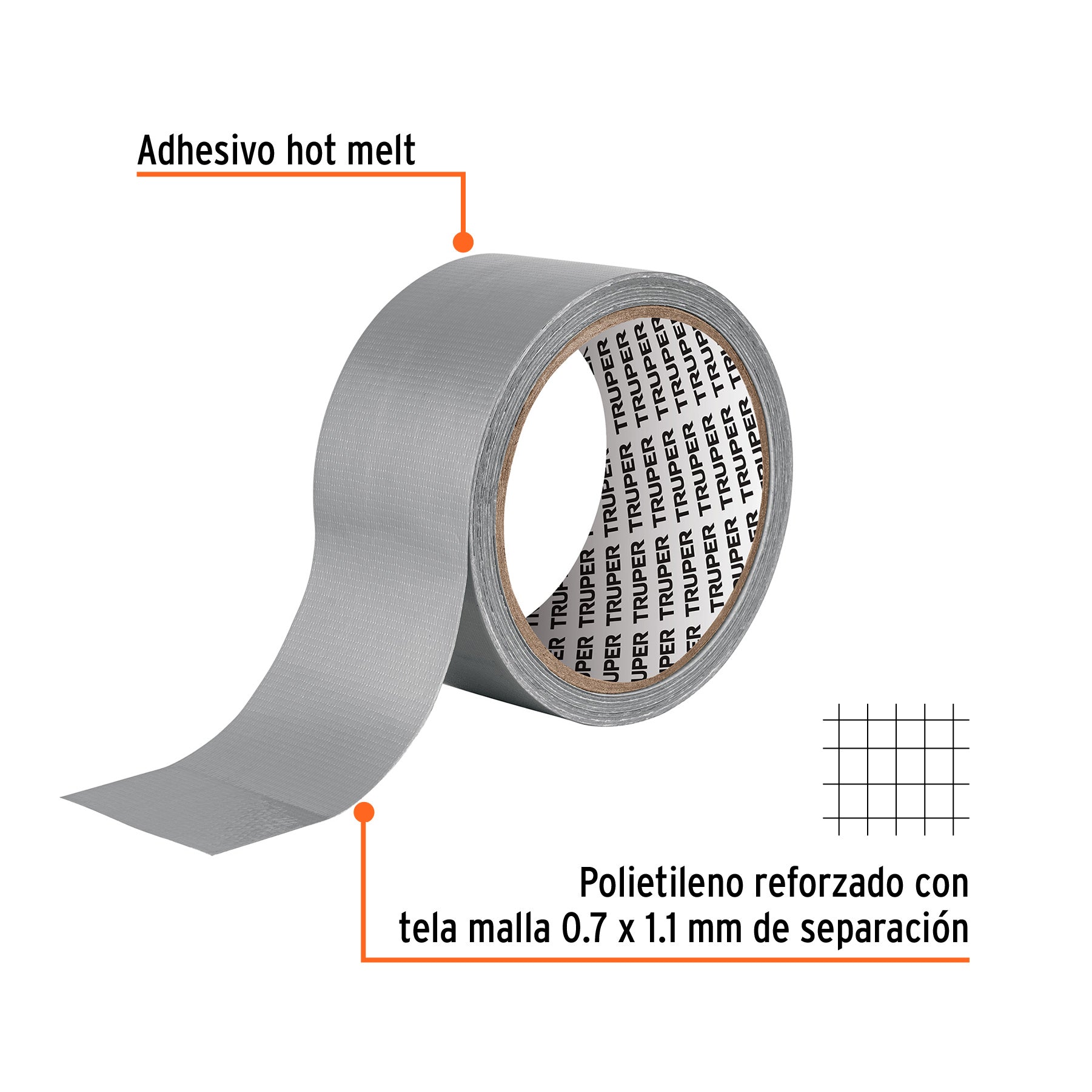 Cinta para ducto 10m x 48mm, espesor 0.19mm, TRUPER