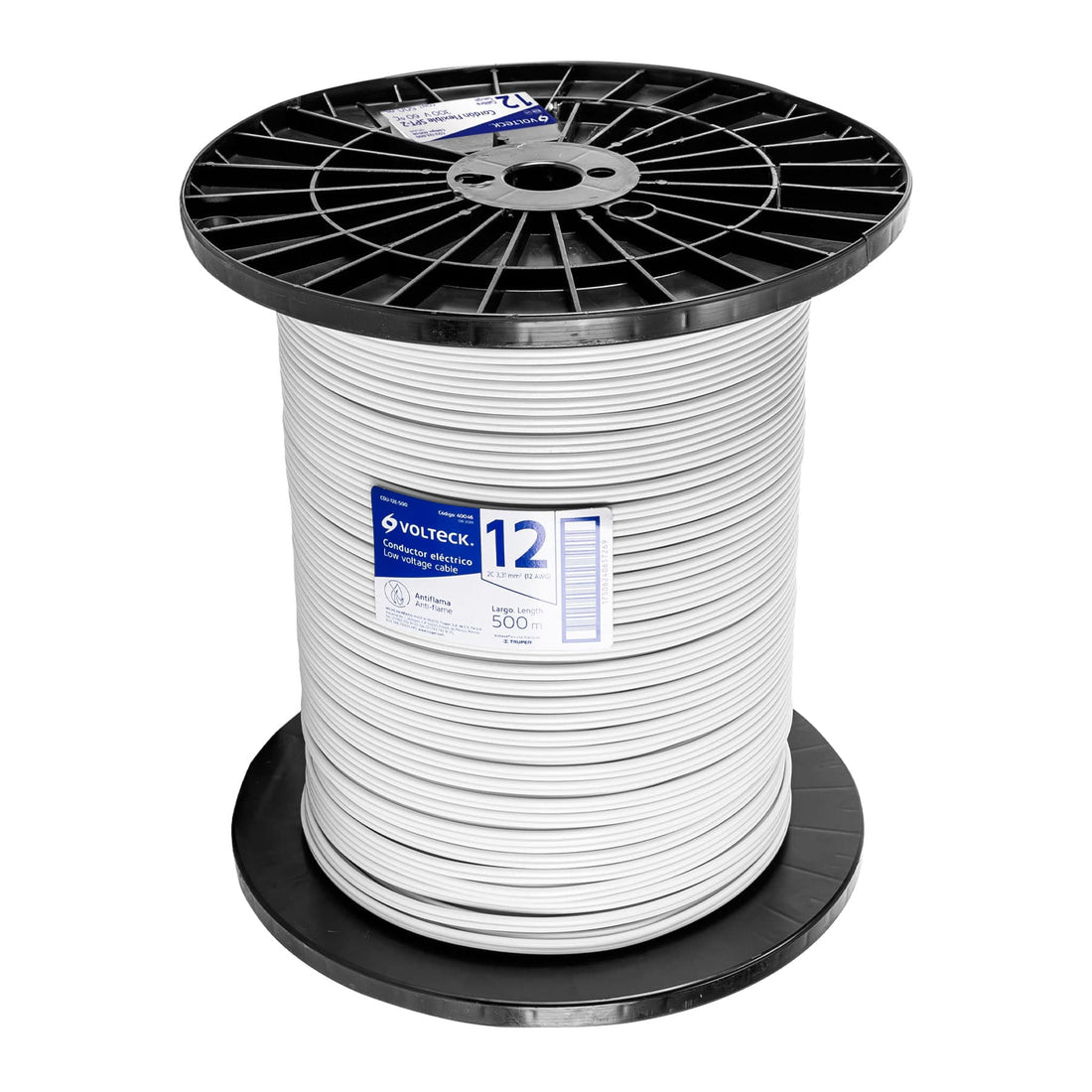Metro de cordón dúplex 12 AWG, carrete 500 m, VOLTECK
