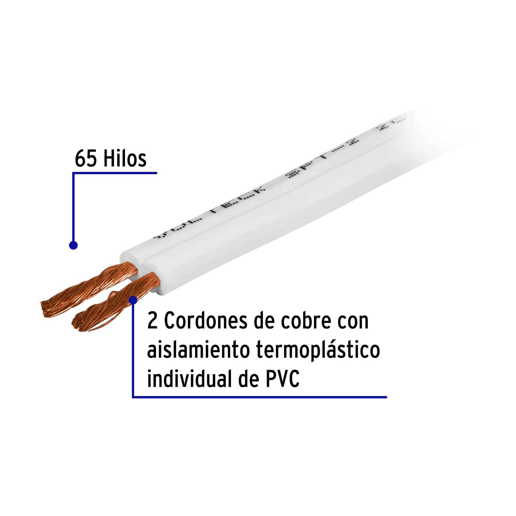 Rollo de 100 m cordón dúplex 12 AWG, VOLTECK
