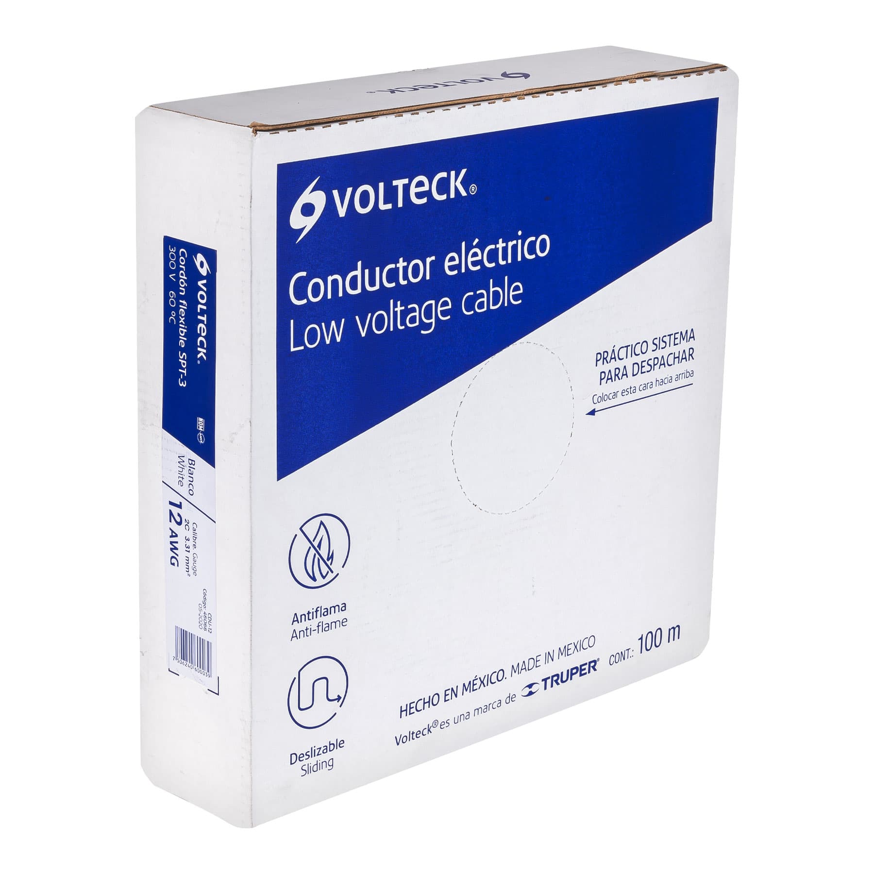 Rollo de 100 m de cordón dúplex flexible SPT 12 AWG, VOLTECK