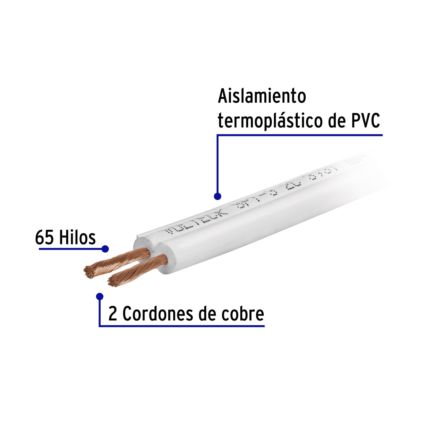 Rollo de 100 m de cordón dúplex flexible SPT 12 AWG, VOLTECK