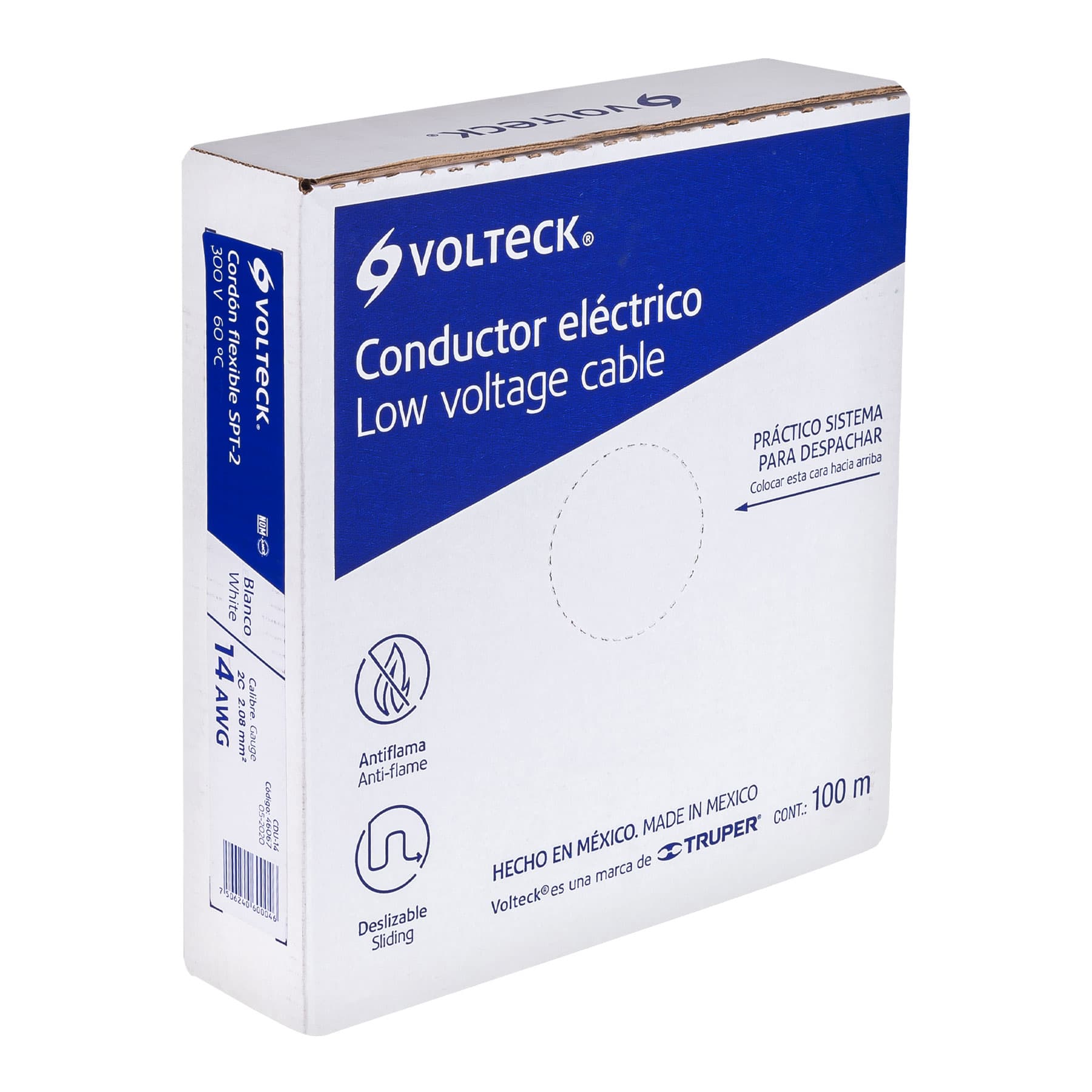 Rollo de 100 m de cordón dúplex flexible SPT 14 AWG, VOLTECK