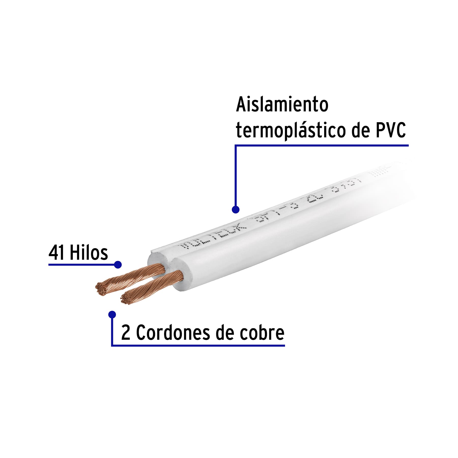 Rollo de 100 m de cordón dúplex flexible SPT 14 AWG, VOLTECK