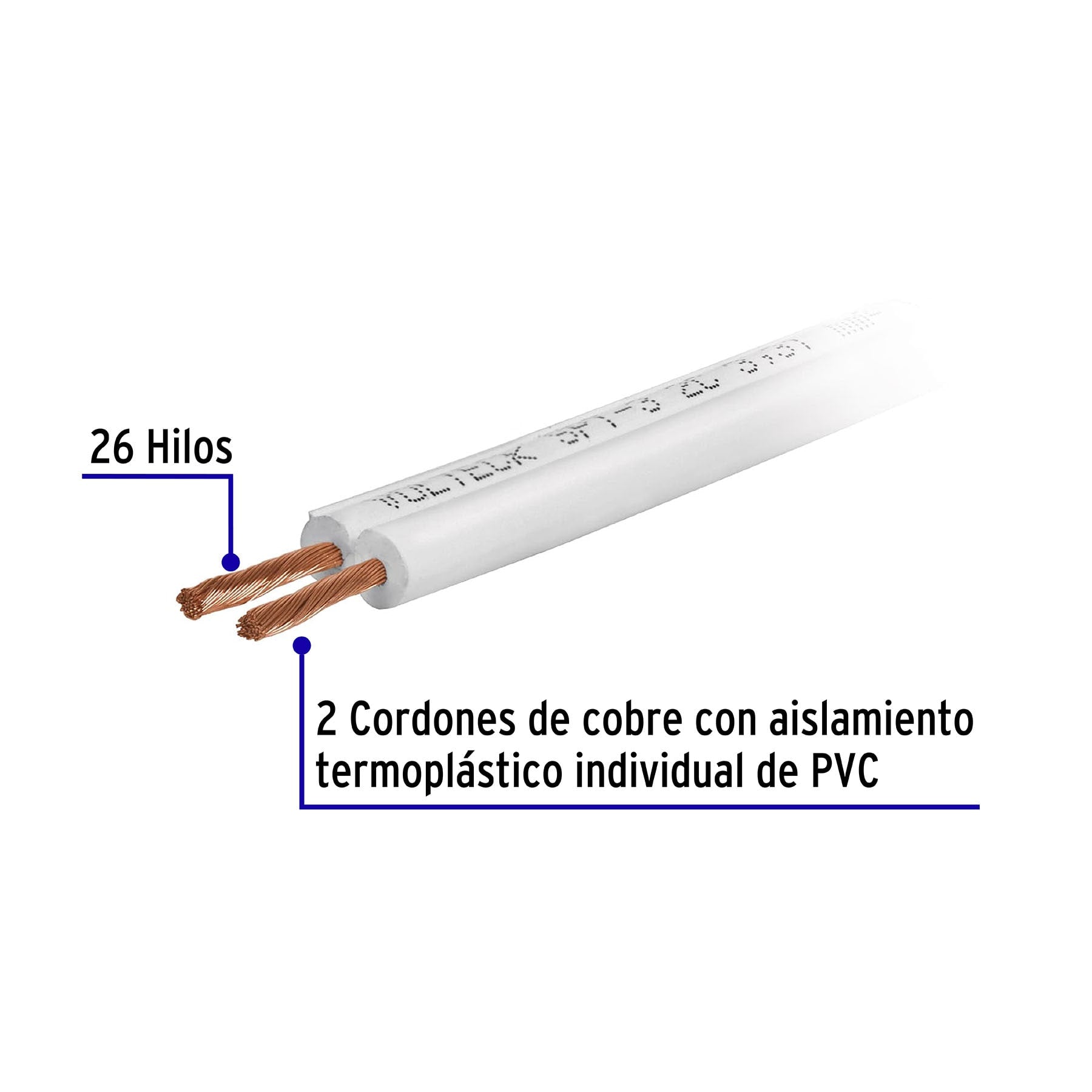 Carrete con 12 m cordón dúplex flexible SPT 16 AWG, VOLTECK