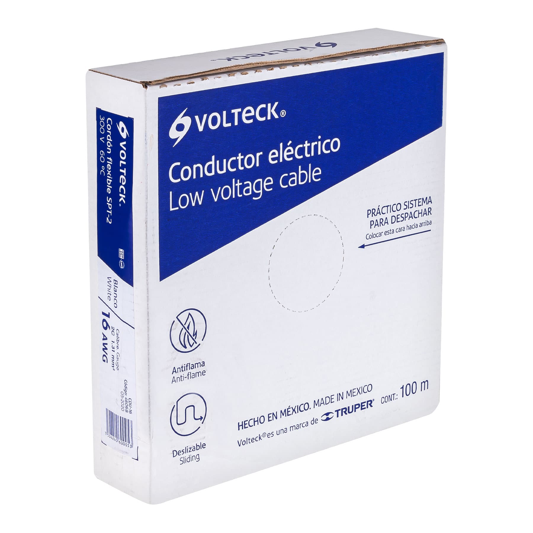 Rollo de 100 m de cordón dúplex flexible SPT 16 AWG, VOLTECK