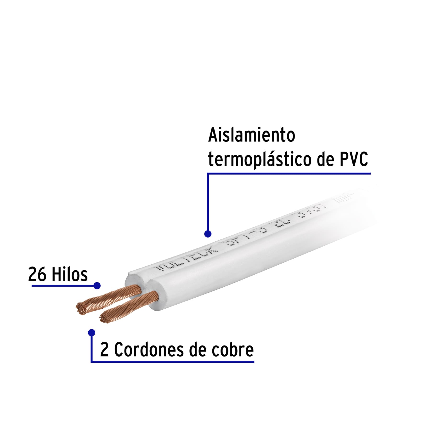 Rollo de 100 m de cordón dúplex flexible SPT 16 AWG, VOLTECK