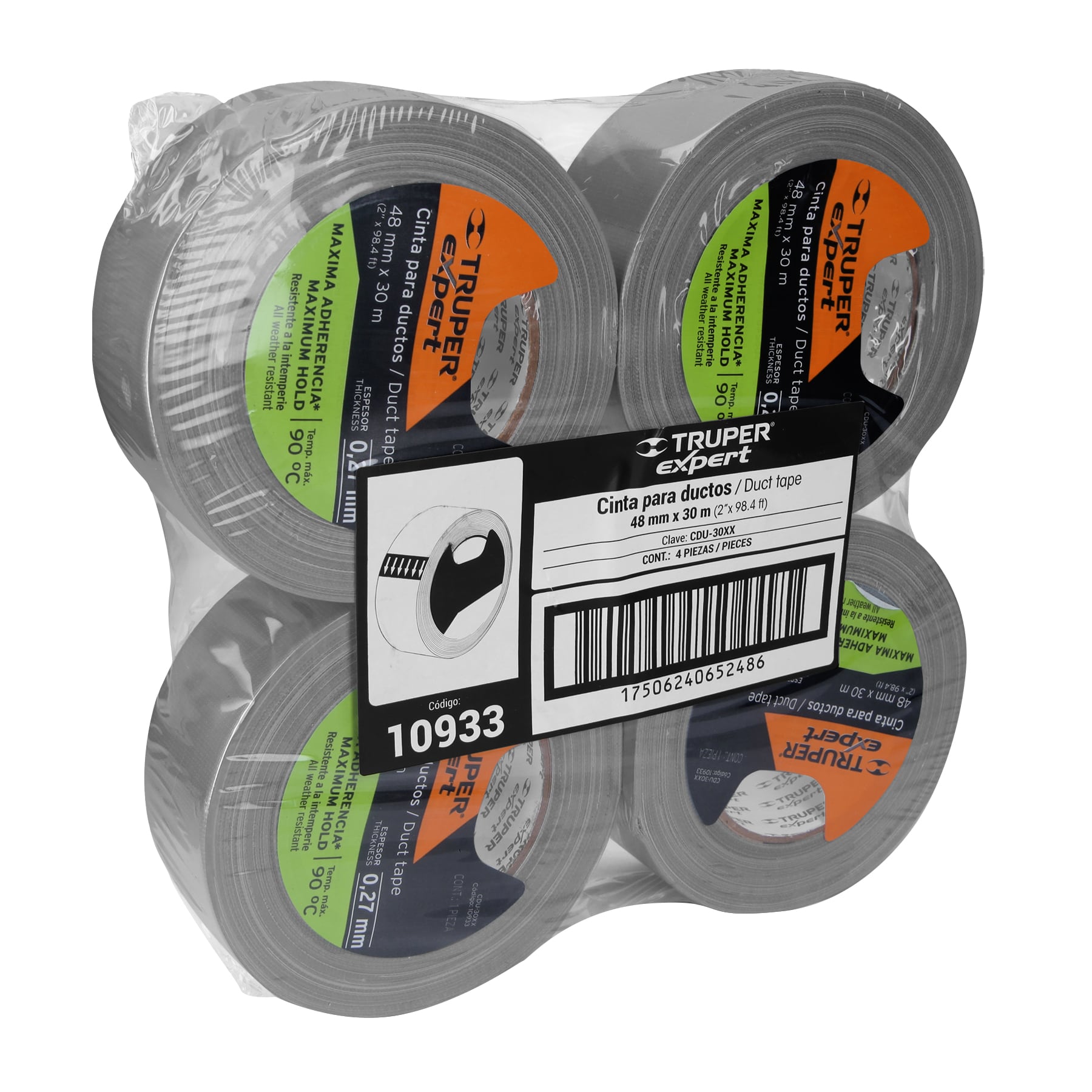 Cinta para ducto 30m x 48mm, espesor 0.27mm, EXPERT