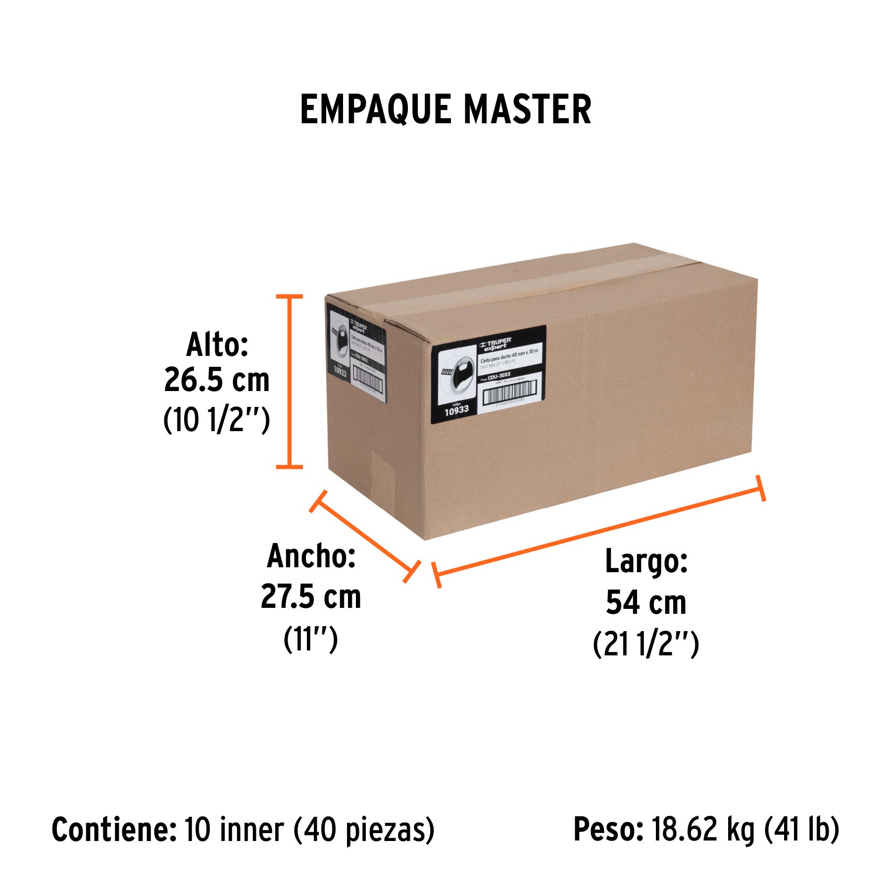 Cinta para ducto 30m x 48mm, espesor 0.27mm, EXPERT - Empaque