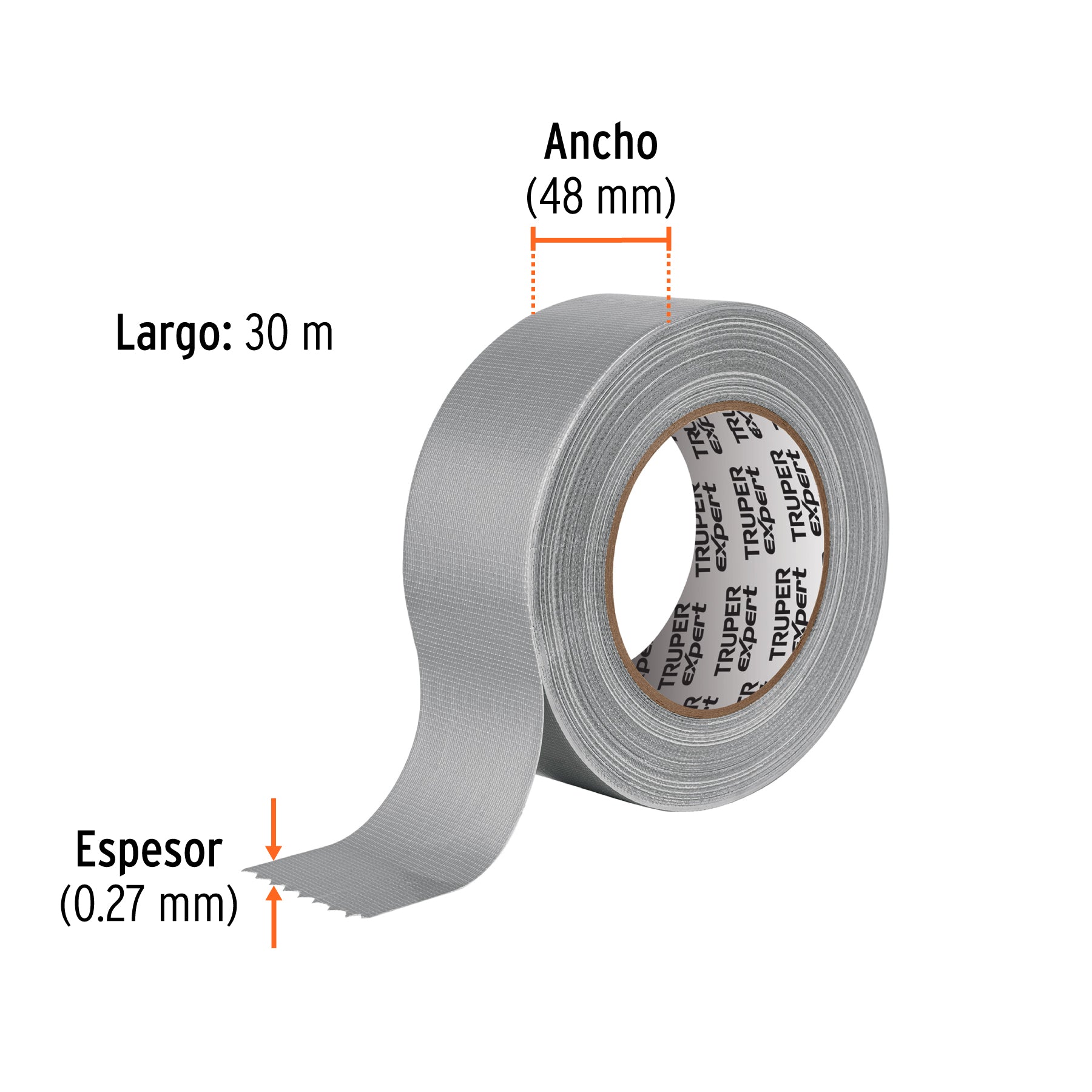 Cinta para ducto 30m x 48mm, espesor 0.27mm, EXPERT