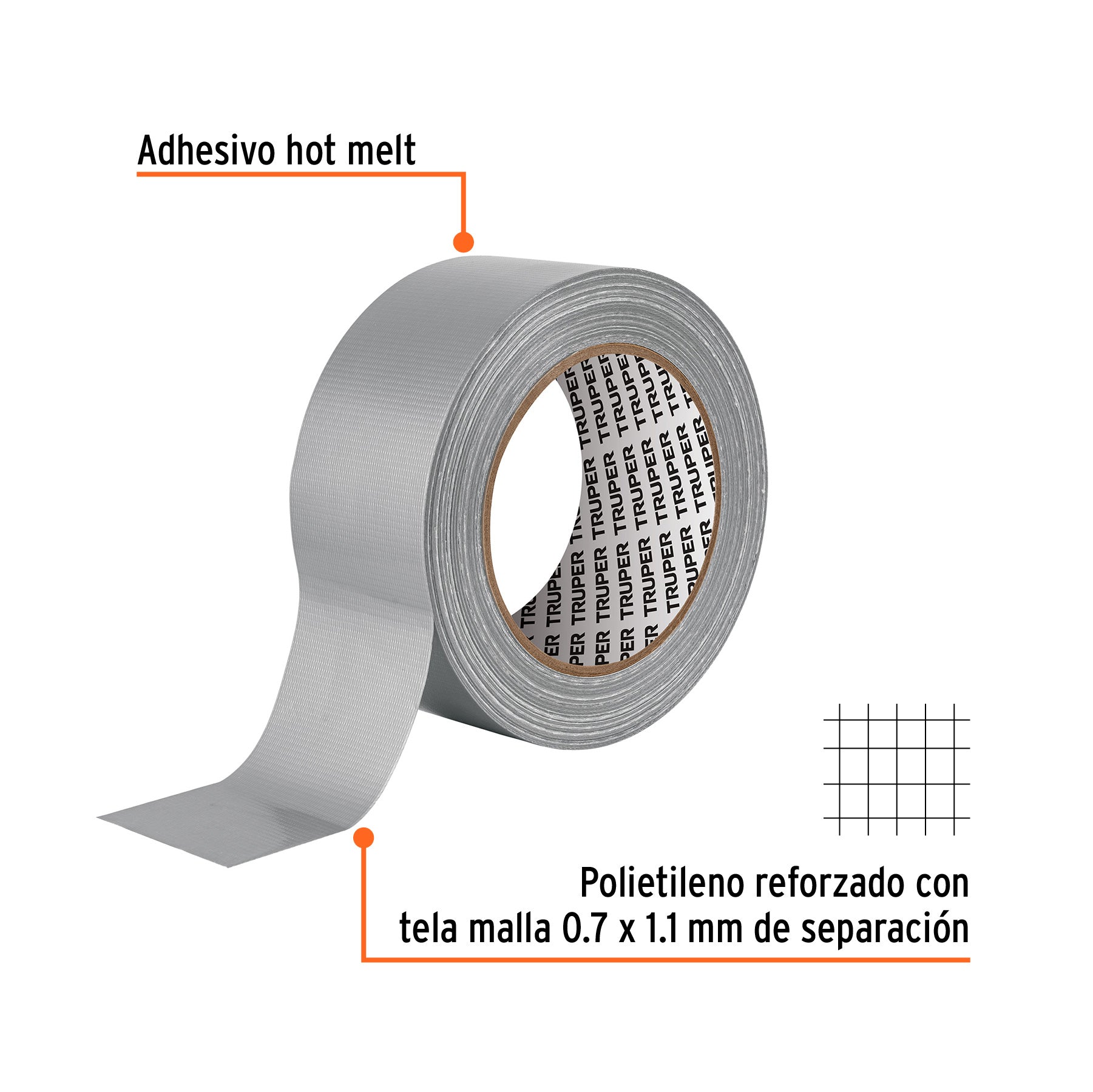 Cinta para ducto 30m x 48mm, espesor 0.19mm, TRUPER