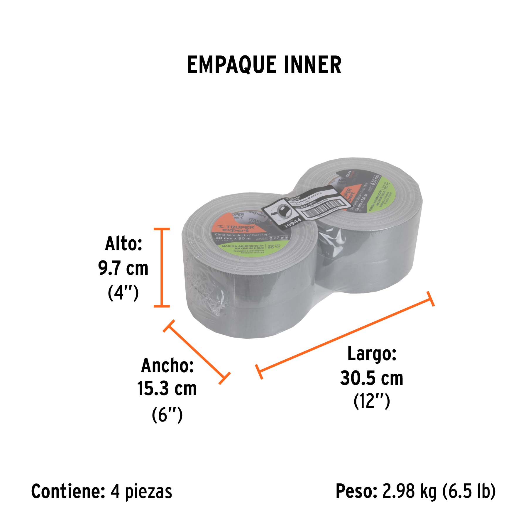 Cinta para ducto 50m x 48mm, espesor 0.27mm, EXPERT - Empaque